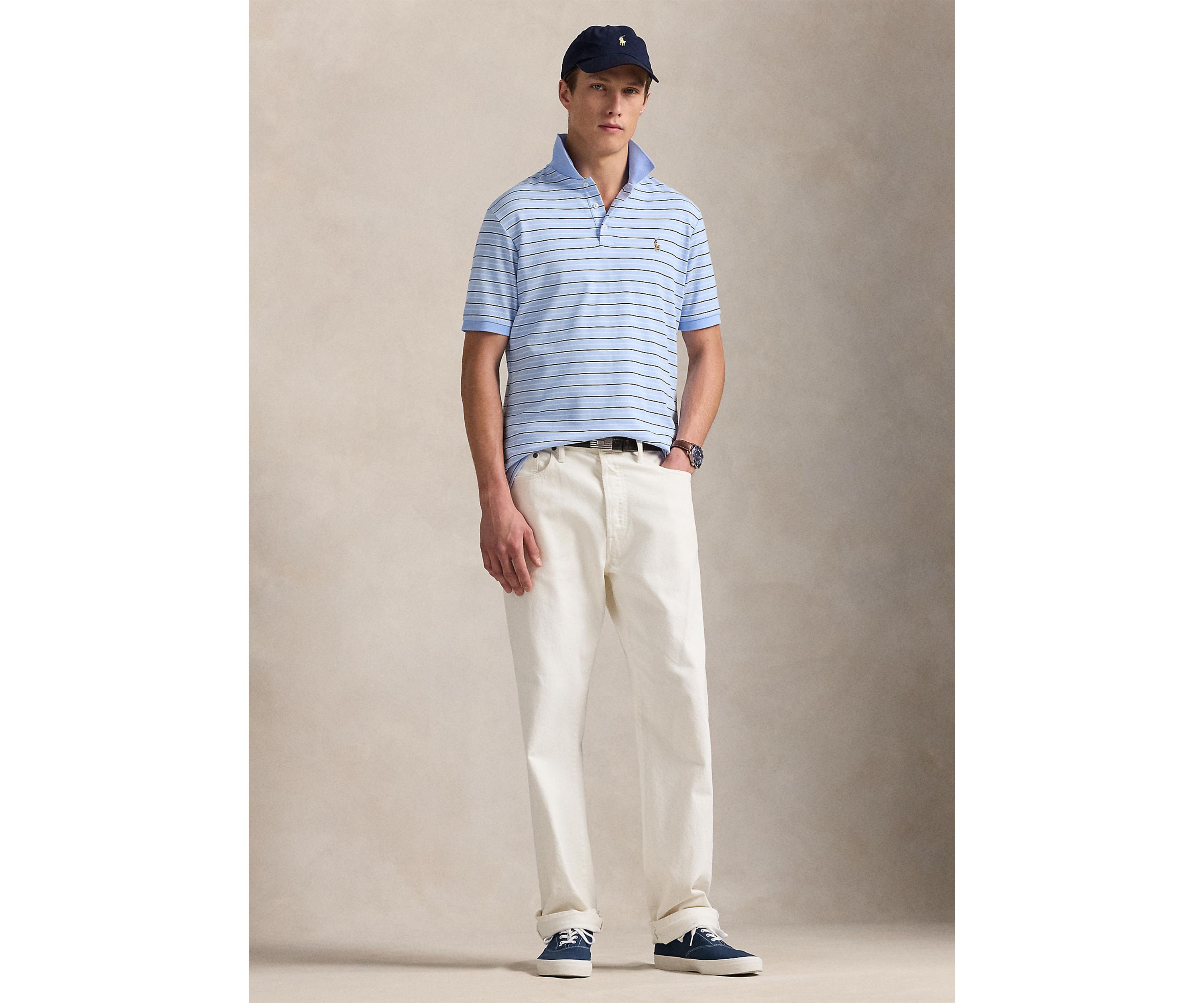 Classic Fit Striped Soft Cotton Polo Shirt