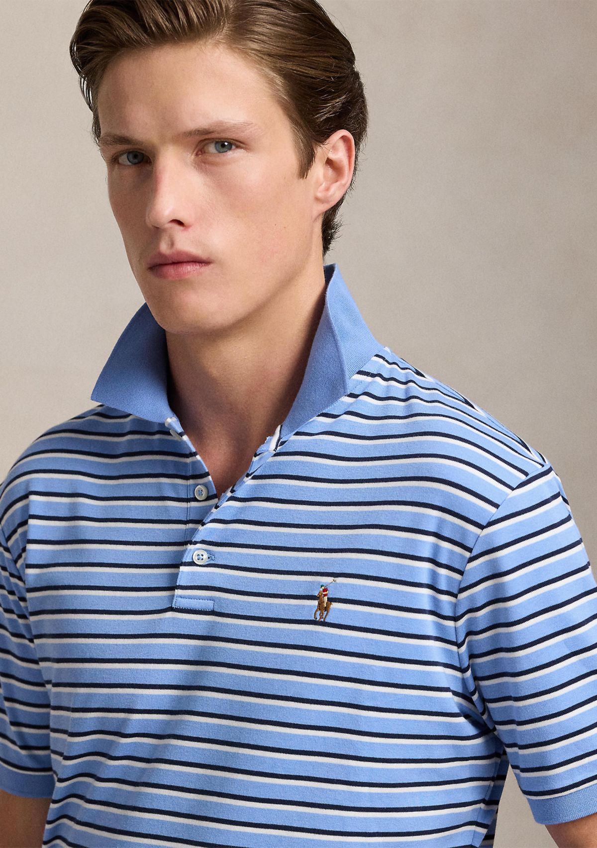 Classic Fit Striped Soft Cotton Polo Shirt