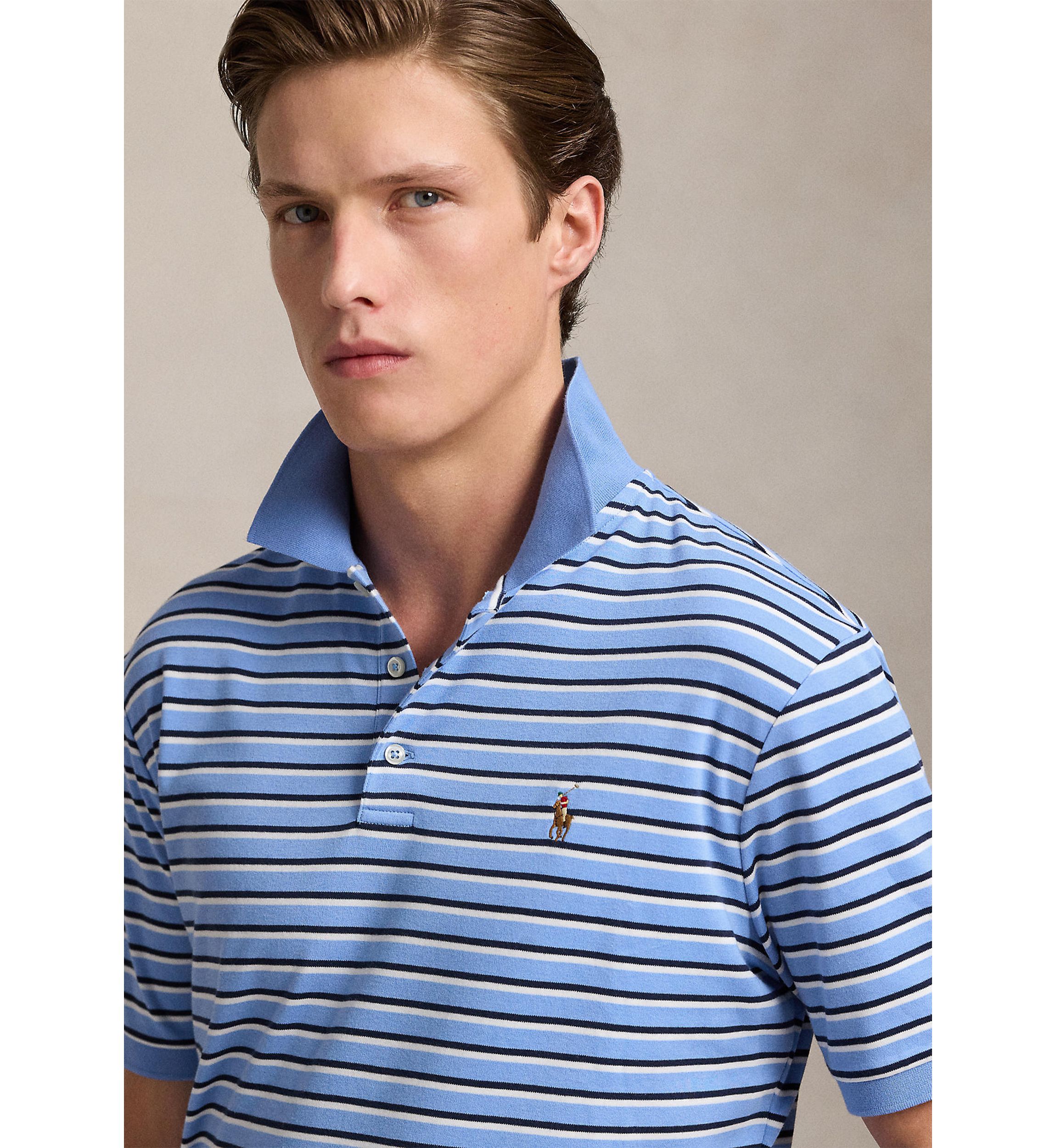 Classic Fit Striped Soft Cotton Polo Shirt
