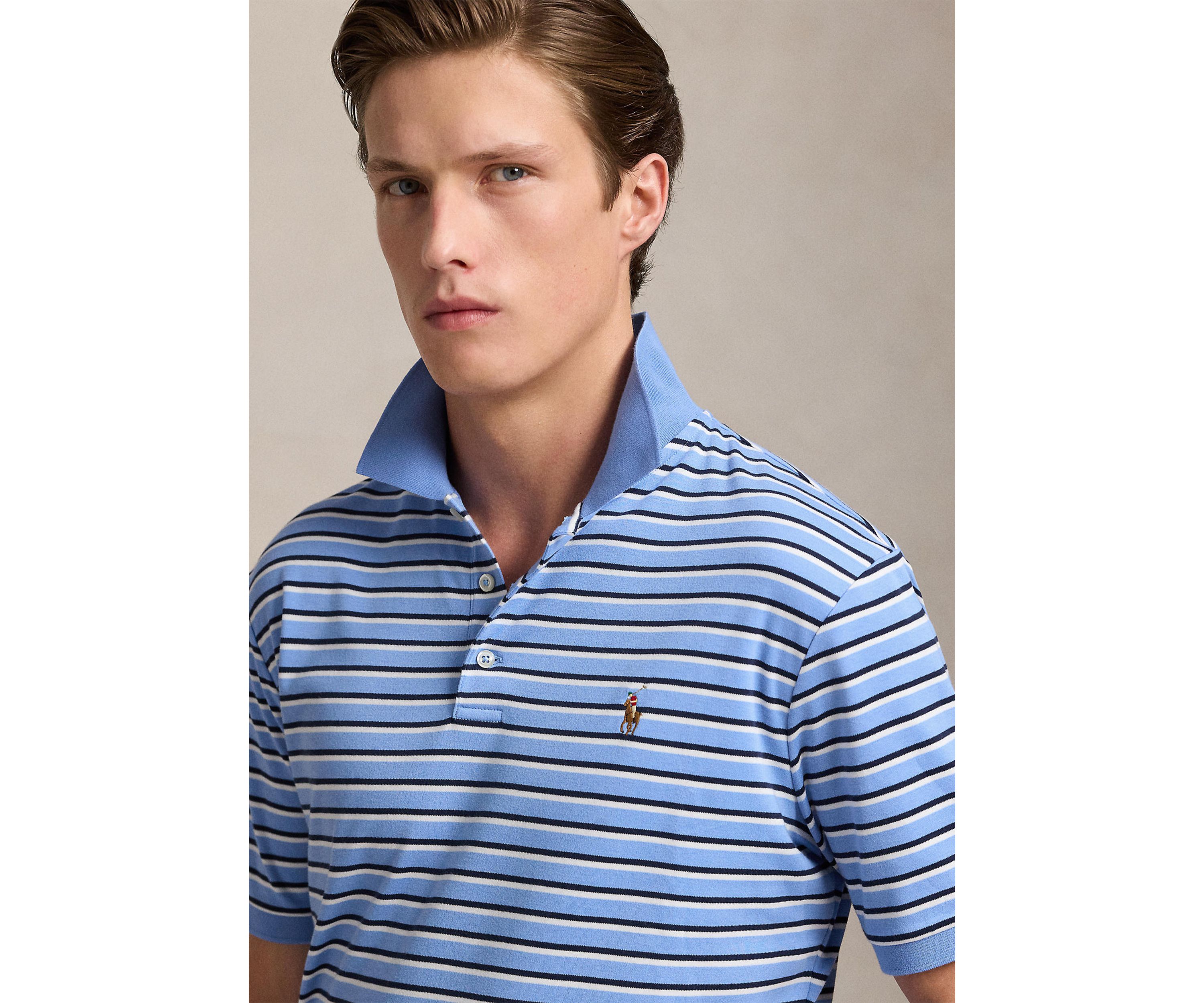 Classic Fit Striped Soft Cotton Polo Shirt