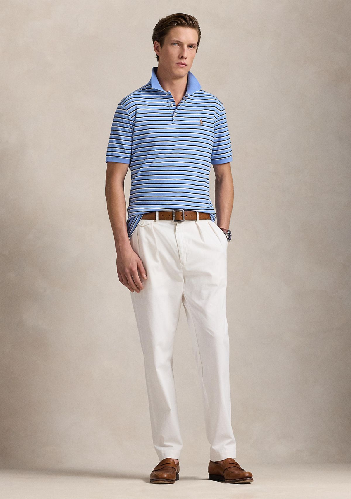 Classic Fit Striped Soft Cotton Polo Shirt