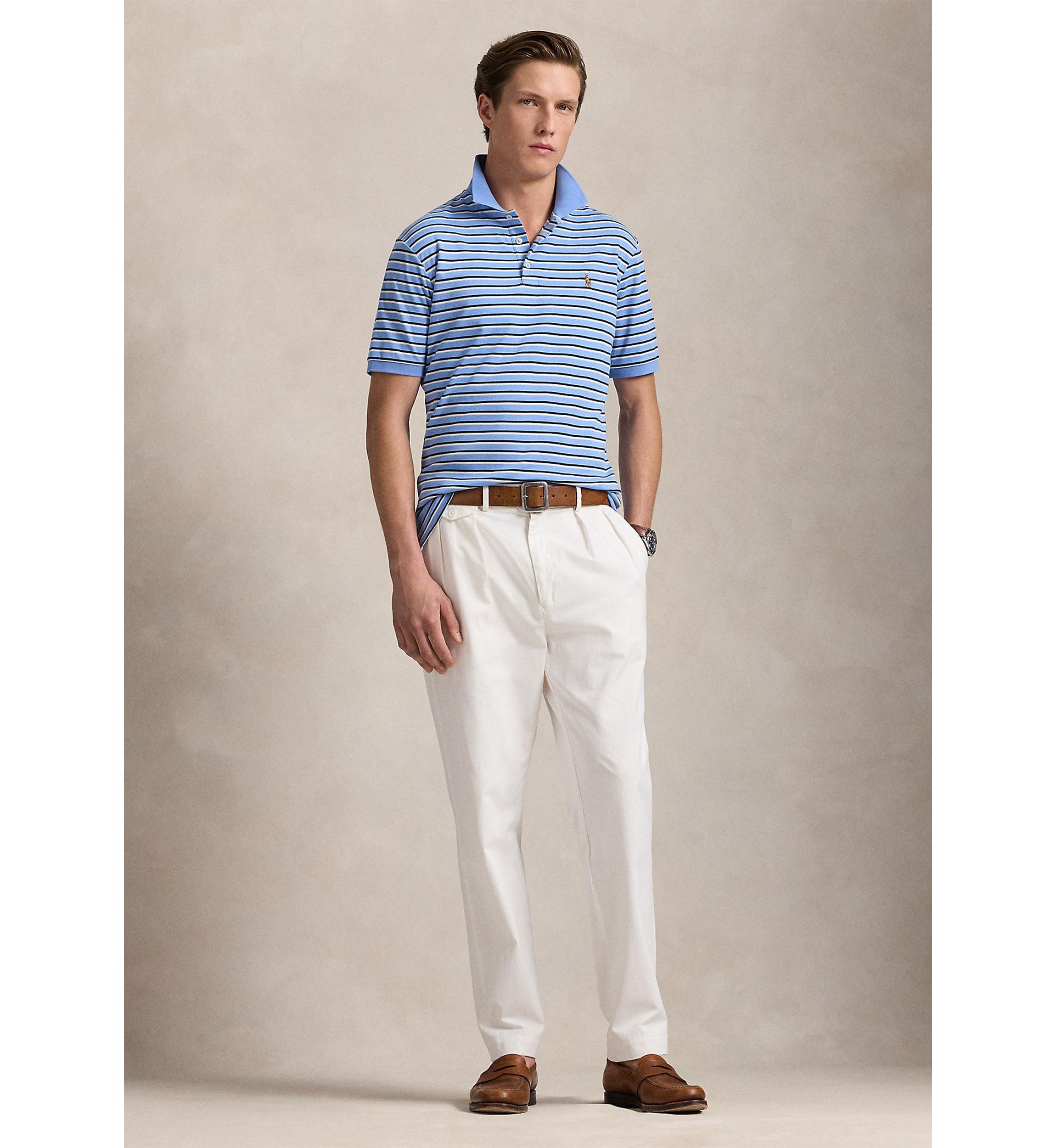 Classic Fit Striped Soft Cotton Polo Shirt
