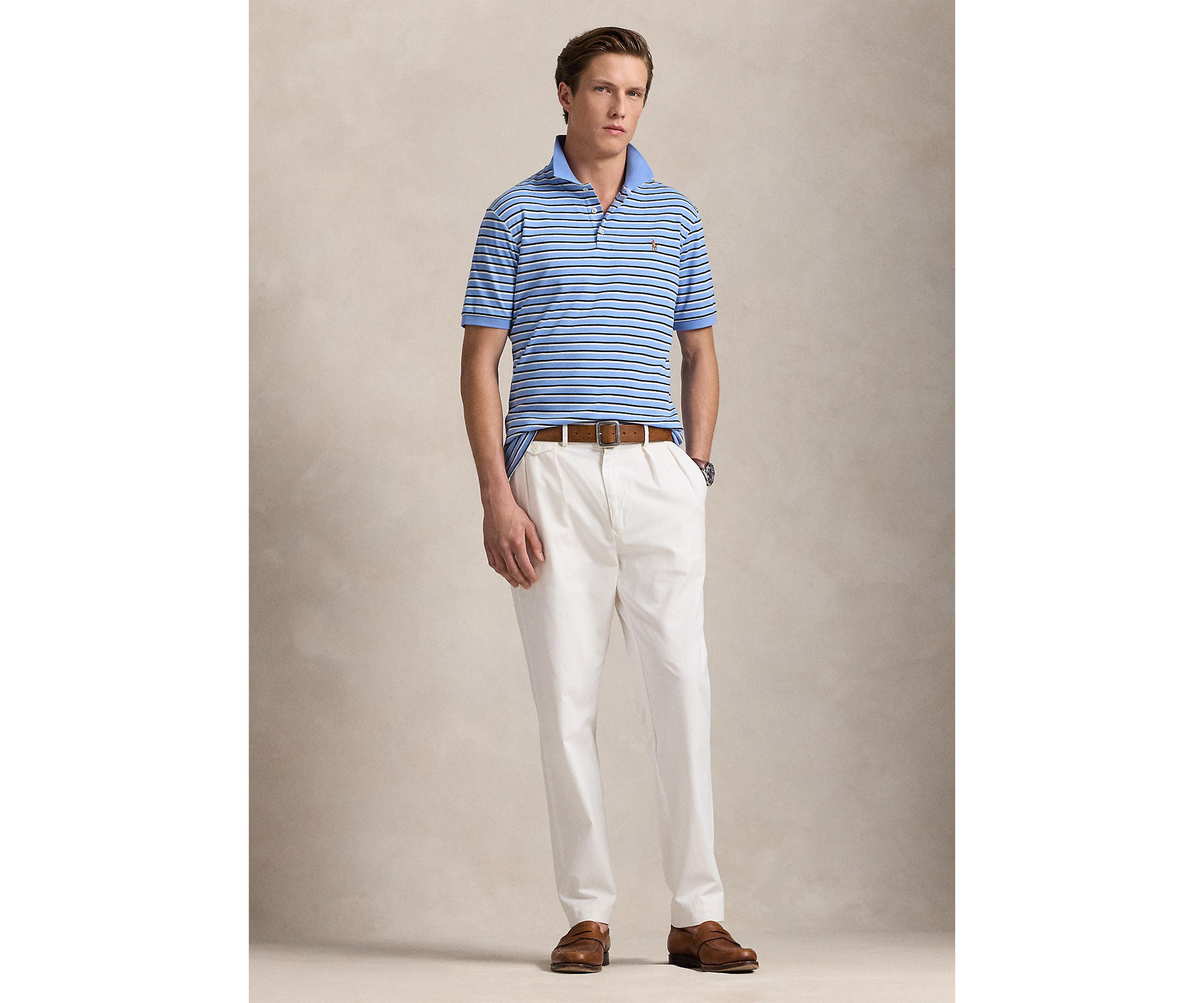 Classic Fit Striped Soft Cotton Polo Shirt