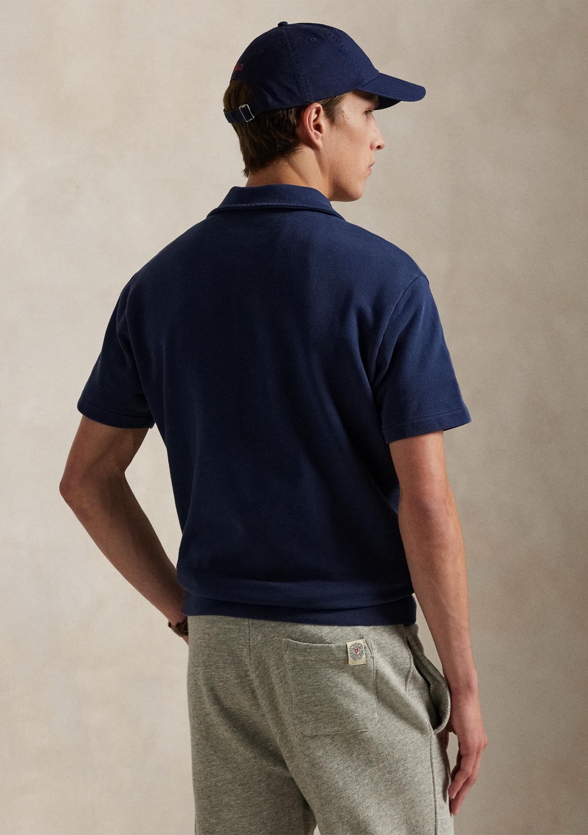 Loopback Fleece Polo Collar Short Sleeve Sweatshirt