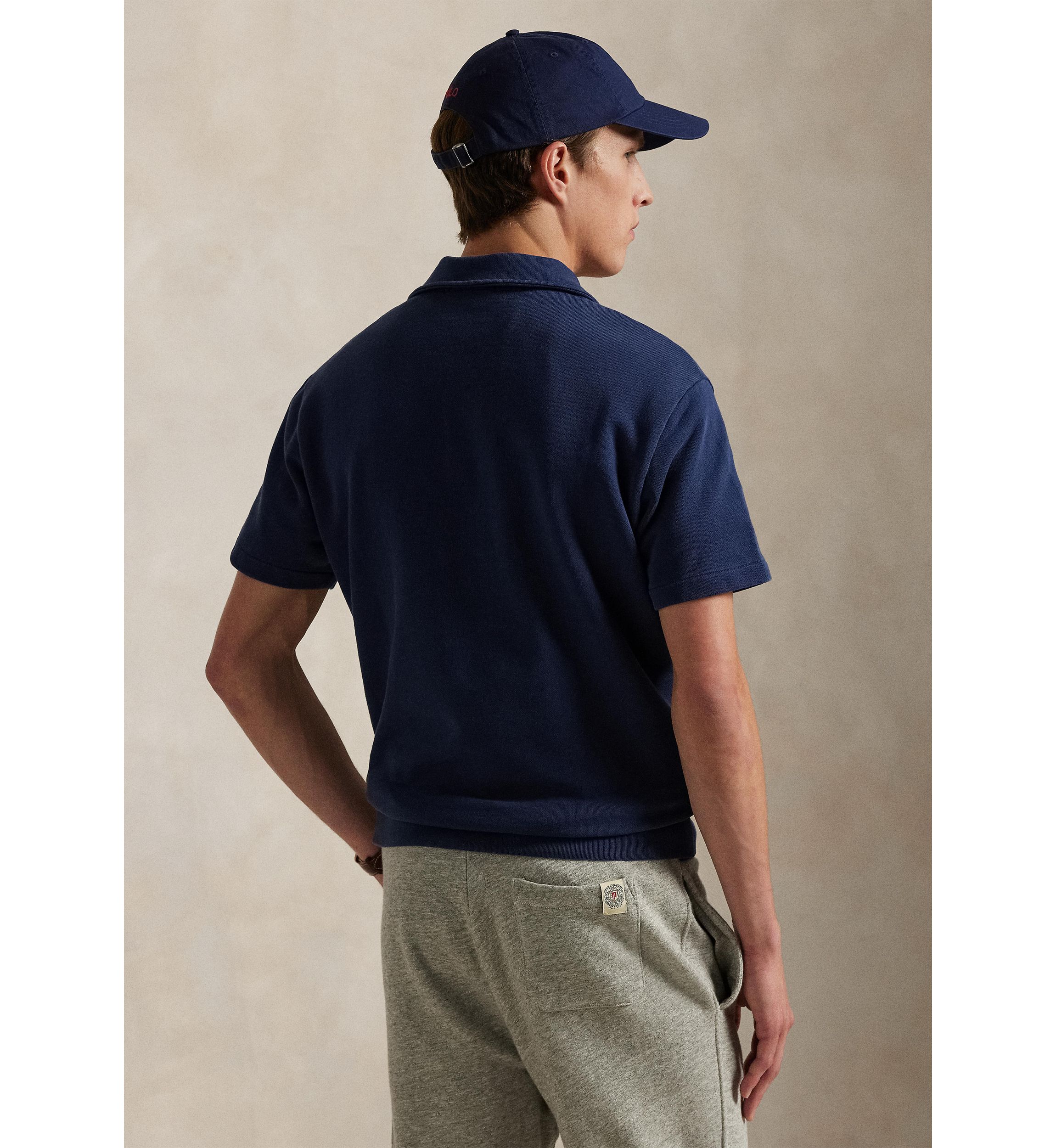 Loopback Fleece Polo Collar Short Sleeve Sweatshirt
