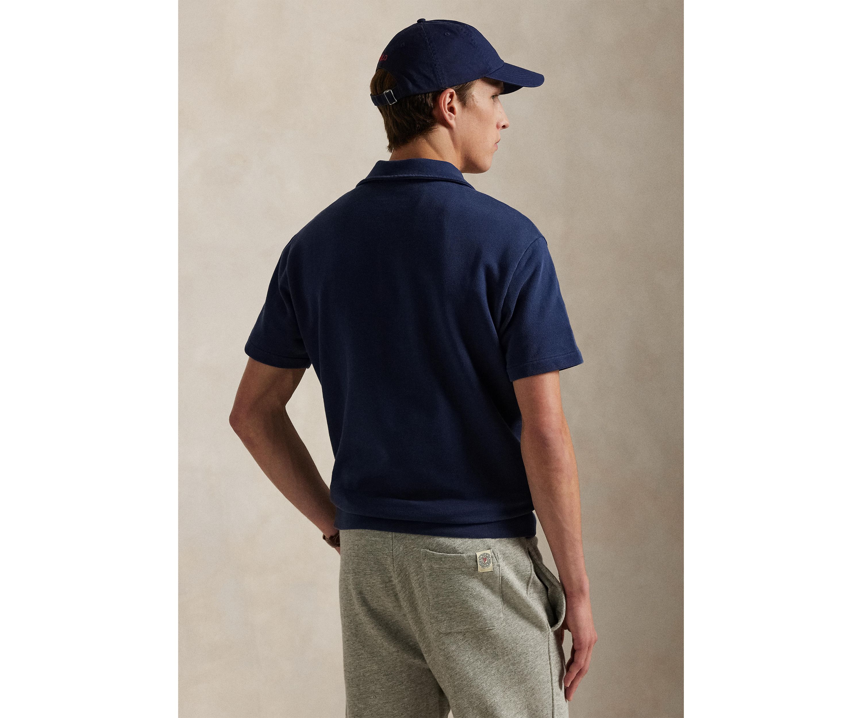 Loopback Fleece Polo Collar Short Sleeve Sweatshirt
