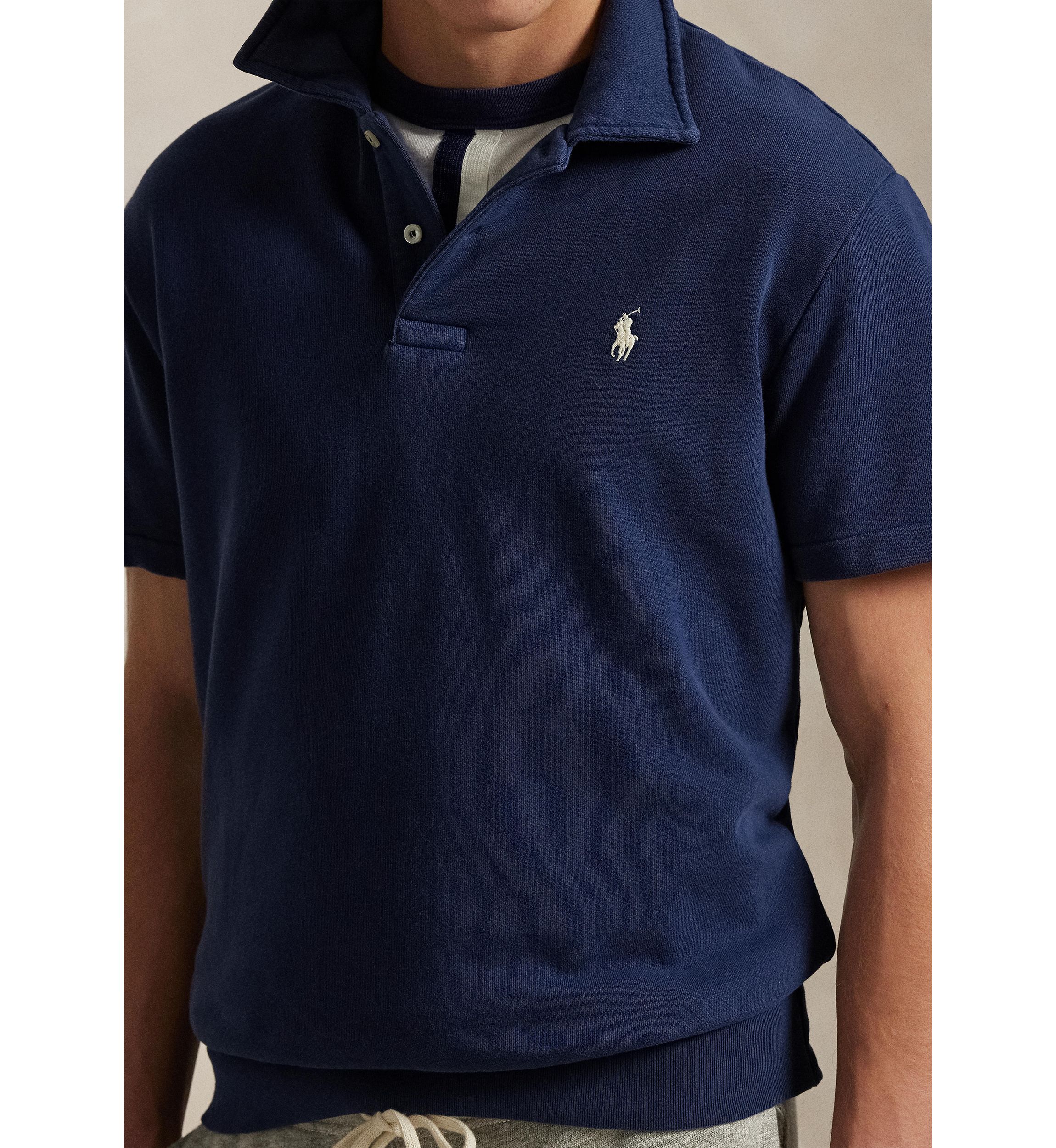 Loopback Fleece Polo Collar Short Sleeve Sweatshirt