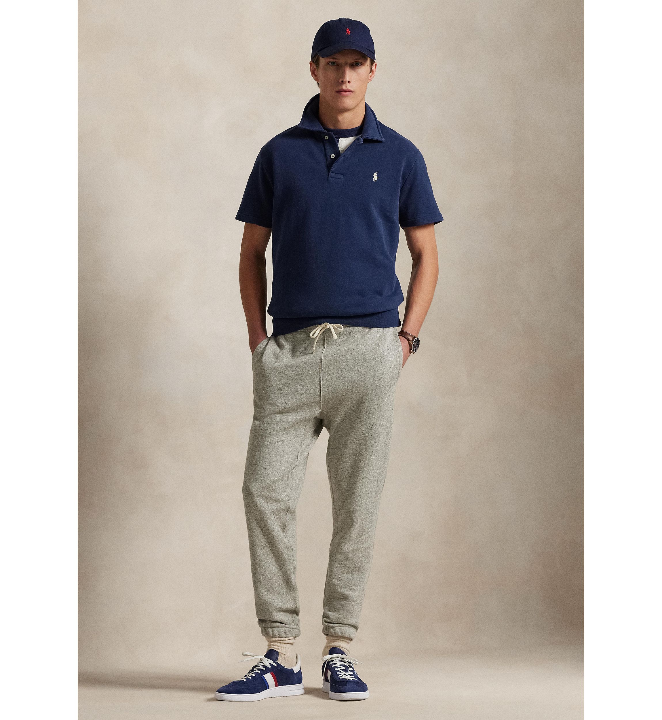 Loopback Fleece Polo Collar Short Sleeve Sweatshirt