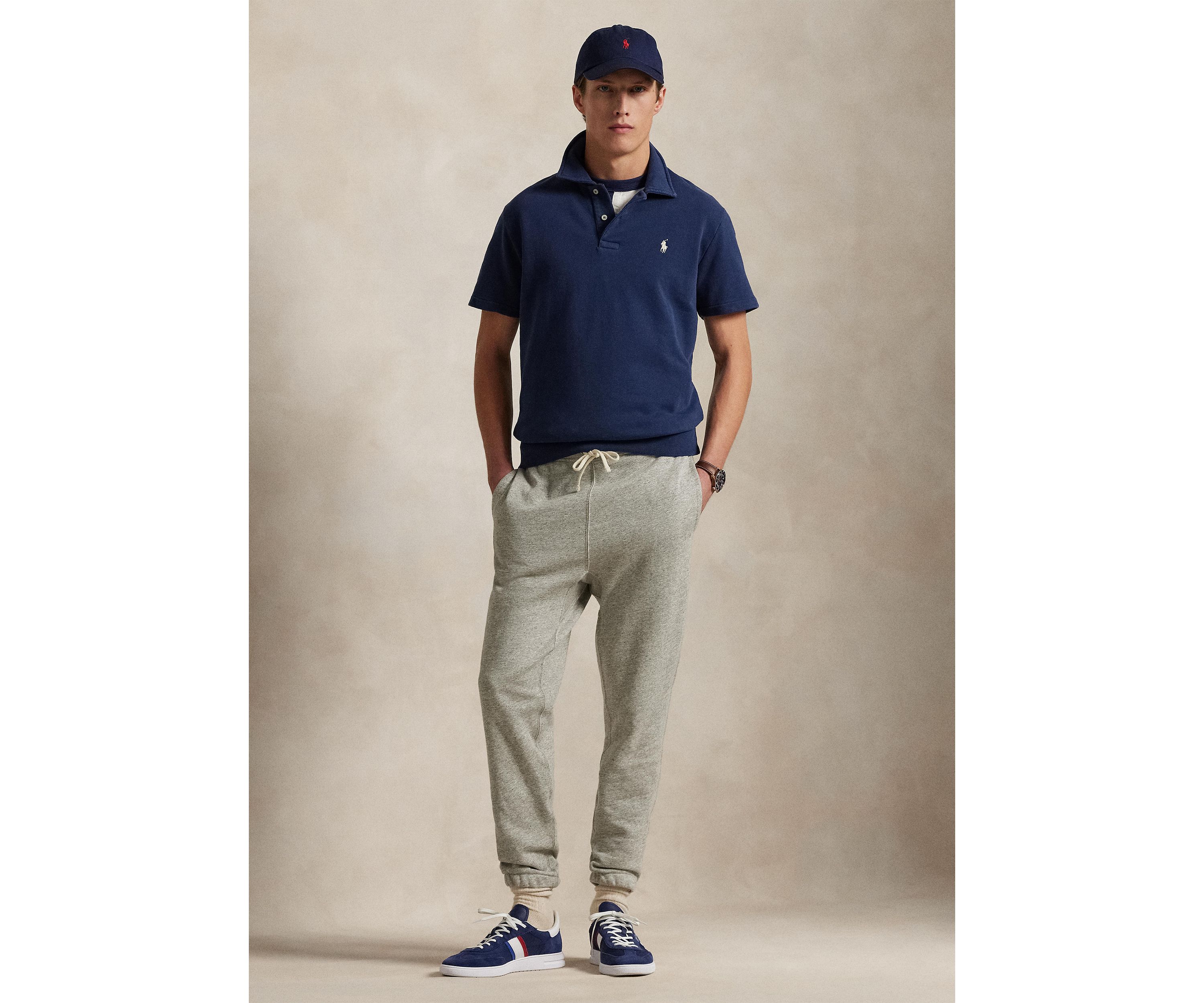 Loopback Fleece Polo Collar Short Sleeve Sweatshirt