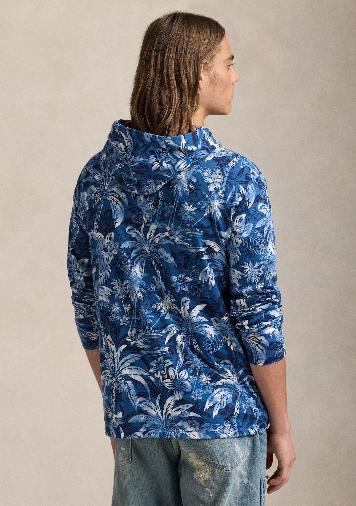Tropical-Print Jersey Hooded T-Shirt