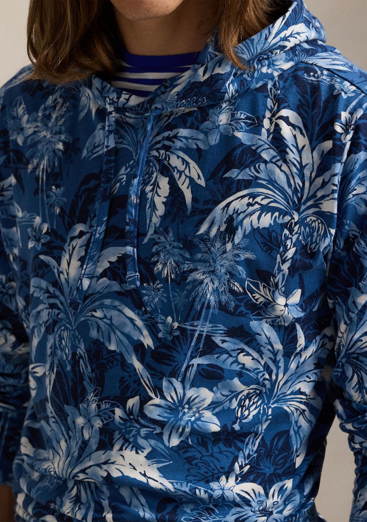 Tropical-Print Jersey Hooded T-Shirt