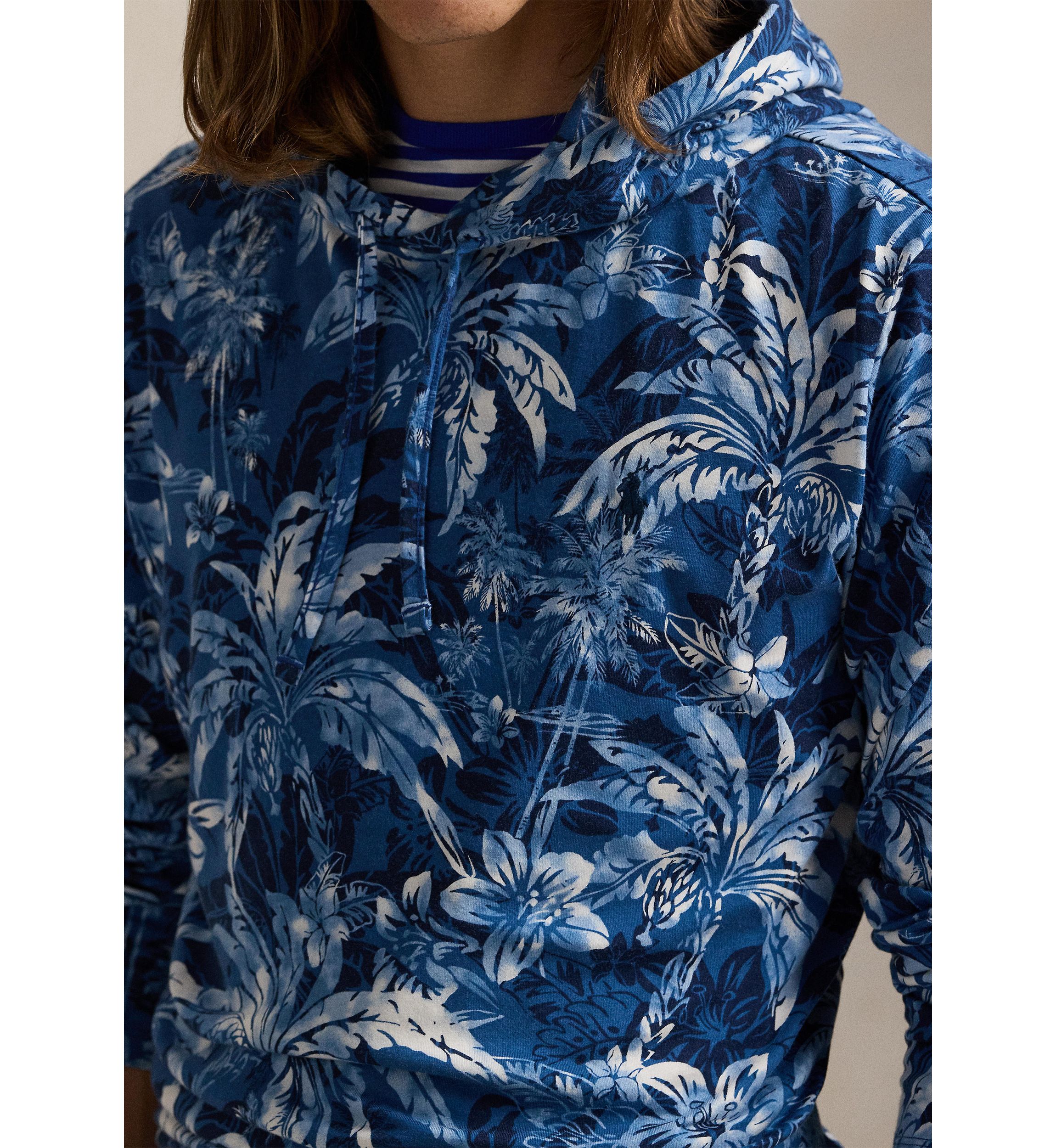 Tropical-Print Jersey Hooded T-Shirt