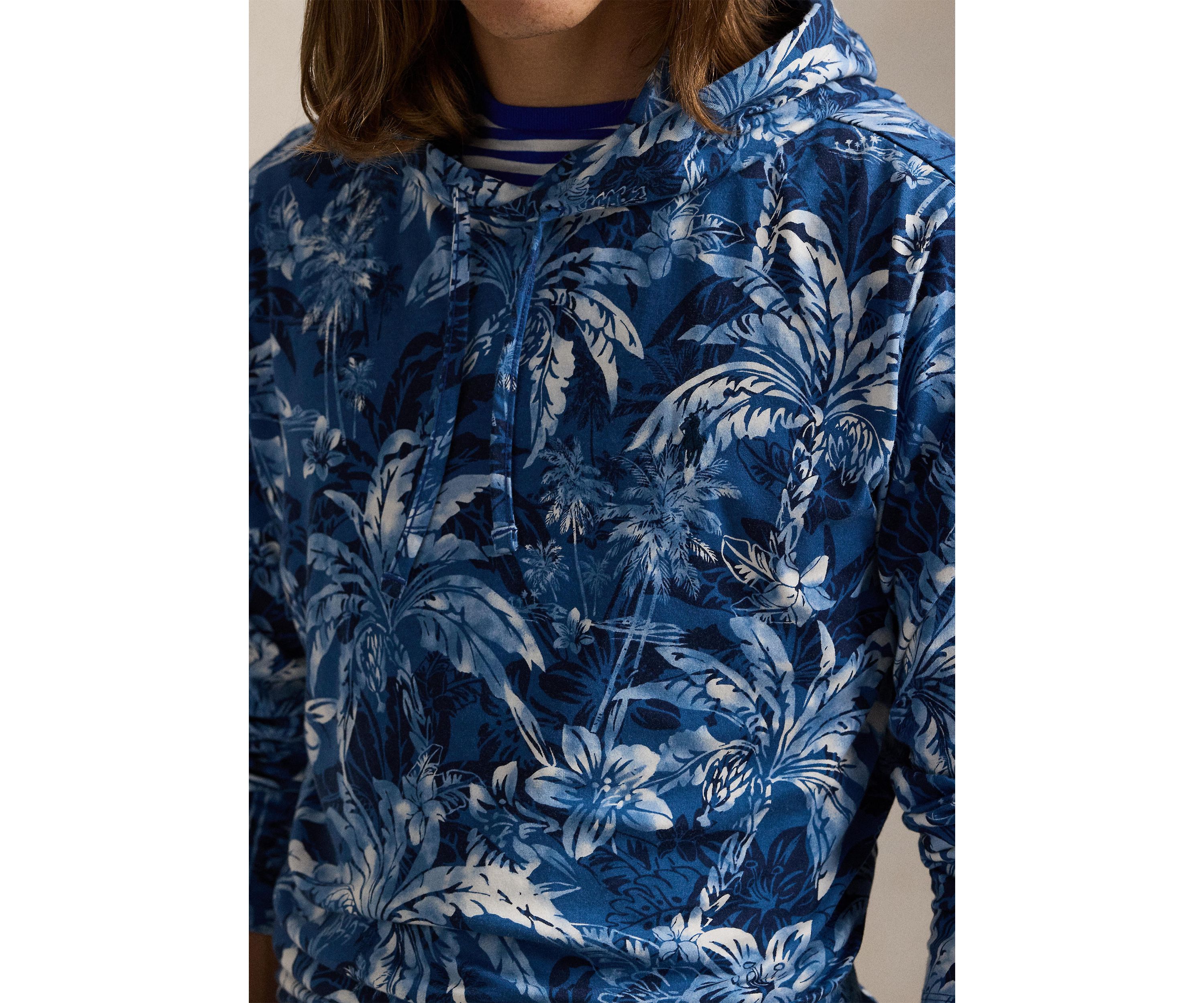 Tropical-Print Jersey Hooded T-Shirt