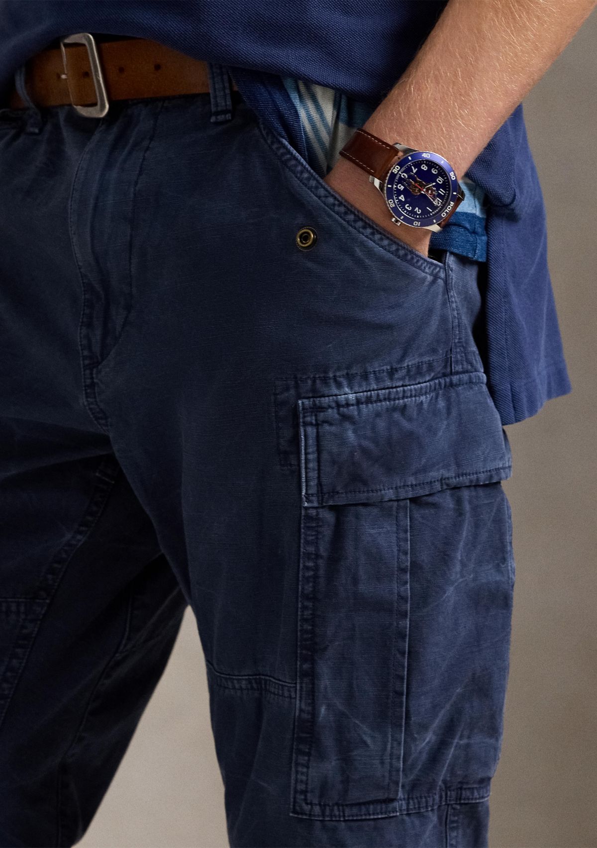 Slim Fit Garment Dyed Twill Cargo Pants