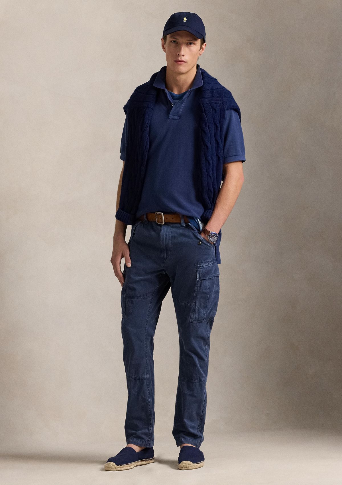 Slim Fit Garment Dyed Twill Cargo Pants