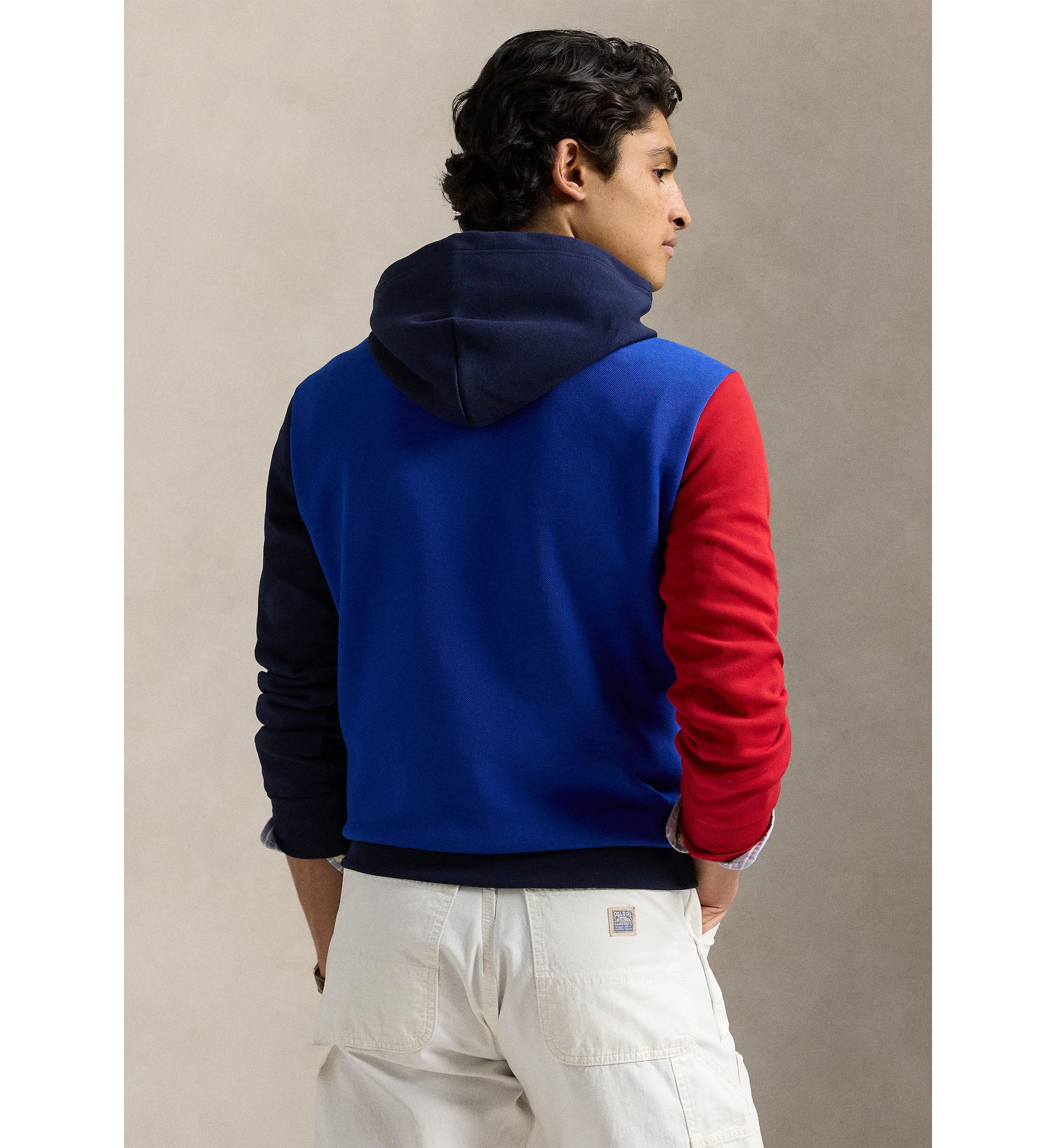Color-Blocked Double-Knit Mesh Hoodie