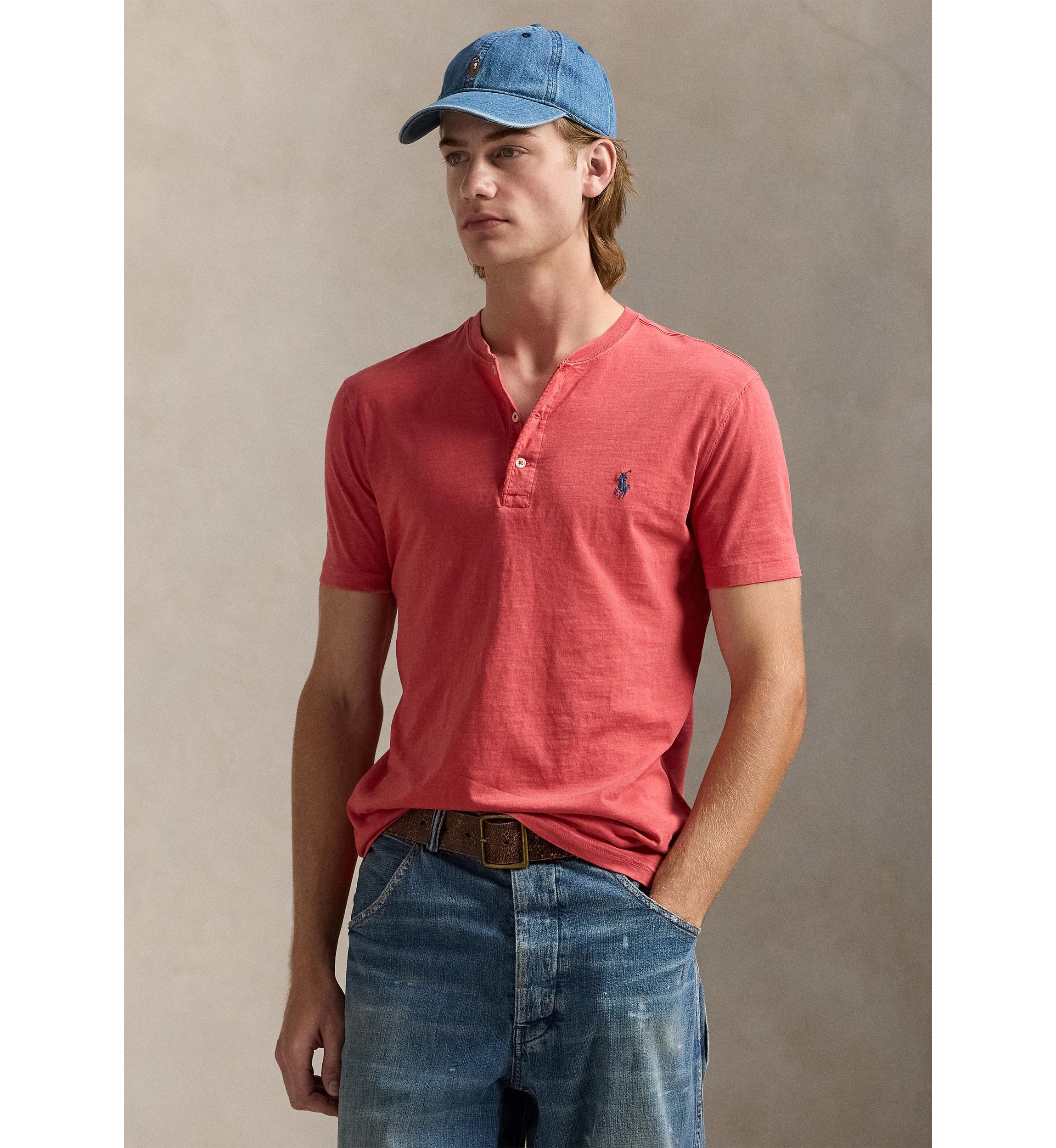 Slub Jersey Short-Sleeve Henley Shirt