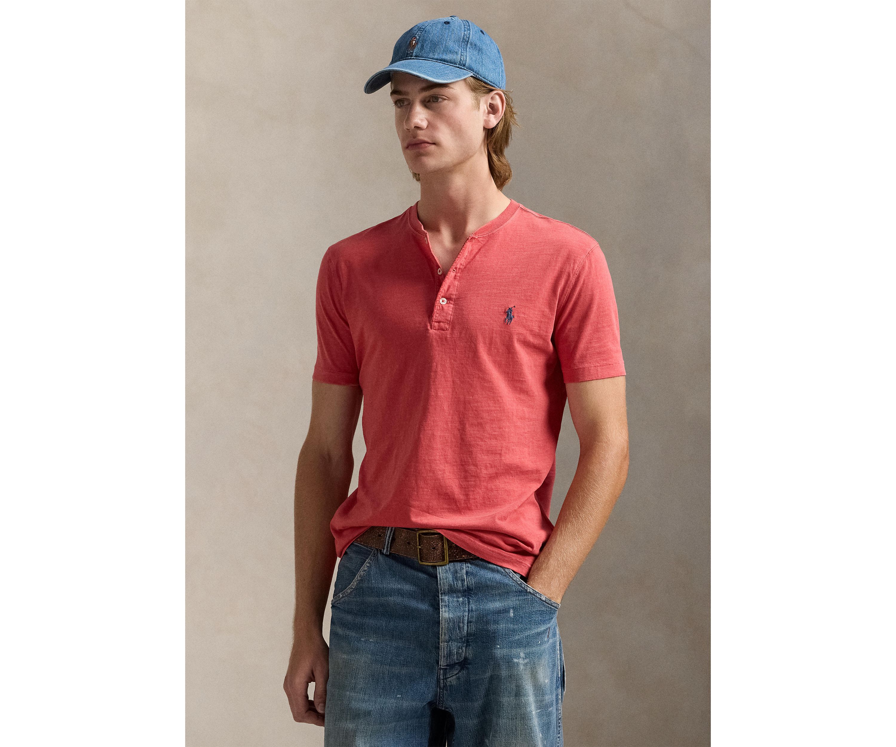 Slub Jersey Short-Sleeve Henley Shirt