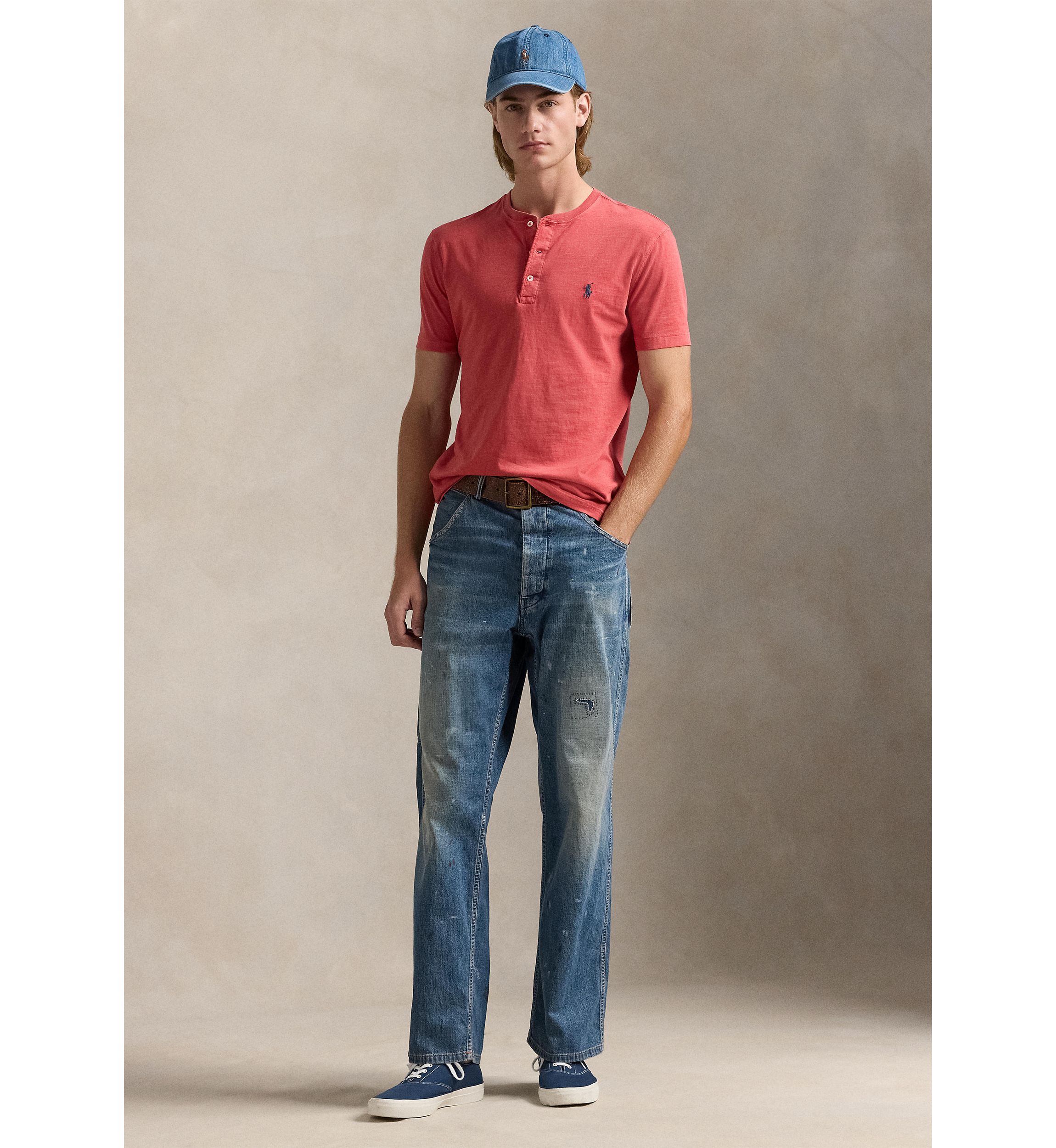 Slub Jersey Short-Sleeve Henley Shirt