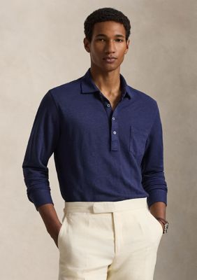 Polo Ralph Lauren Men's Linen Mesh Polo Shirt, Navy Blue, XL