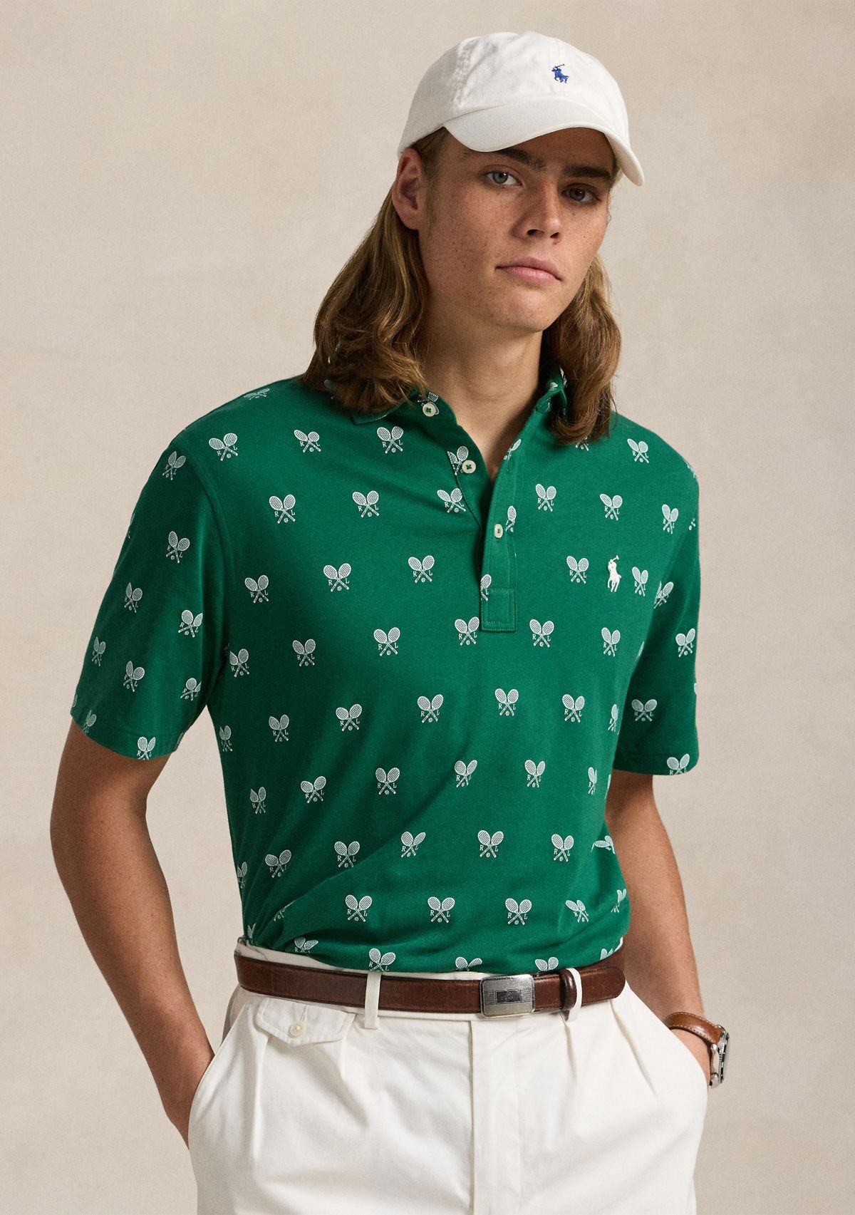 Classic Fit Racquet-Print Polo Shirt
