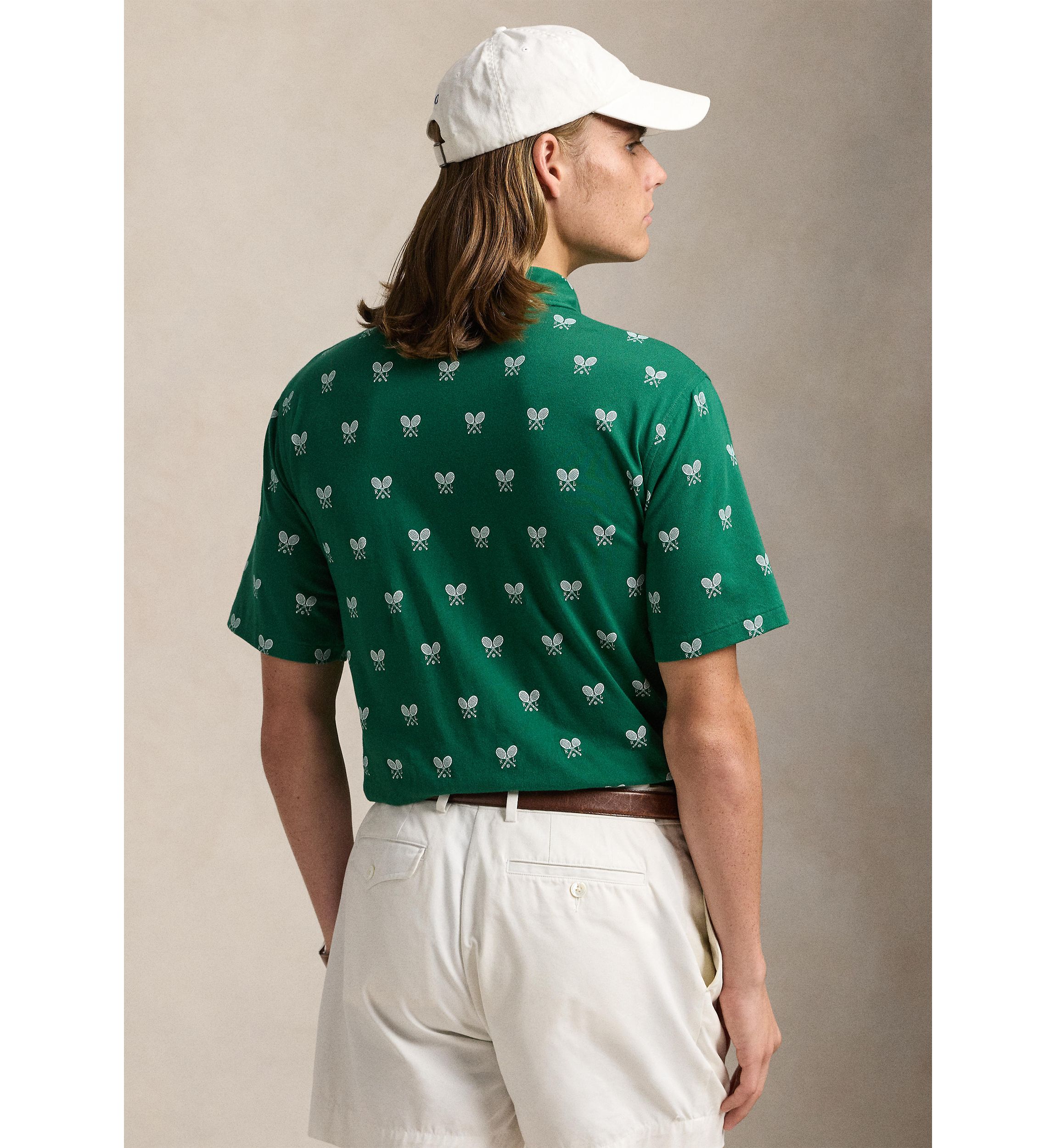 Classic Fit Racquet-Print Polo Shirt