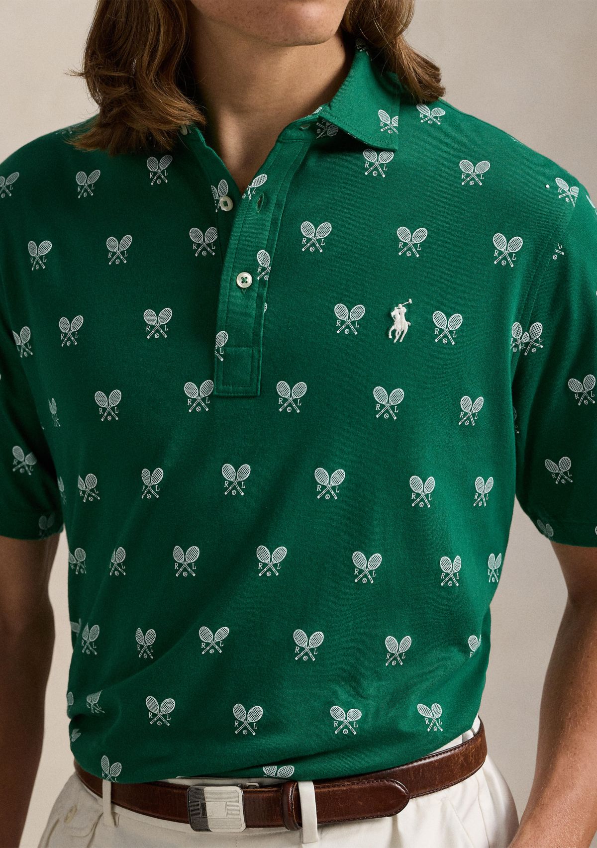 Classic Fit Racquet-Print Polo Shirt
