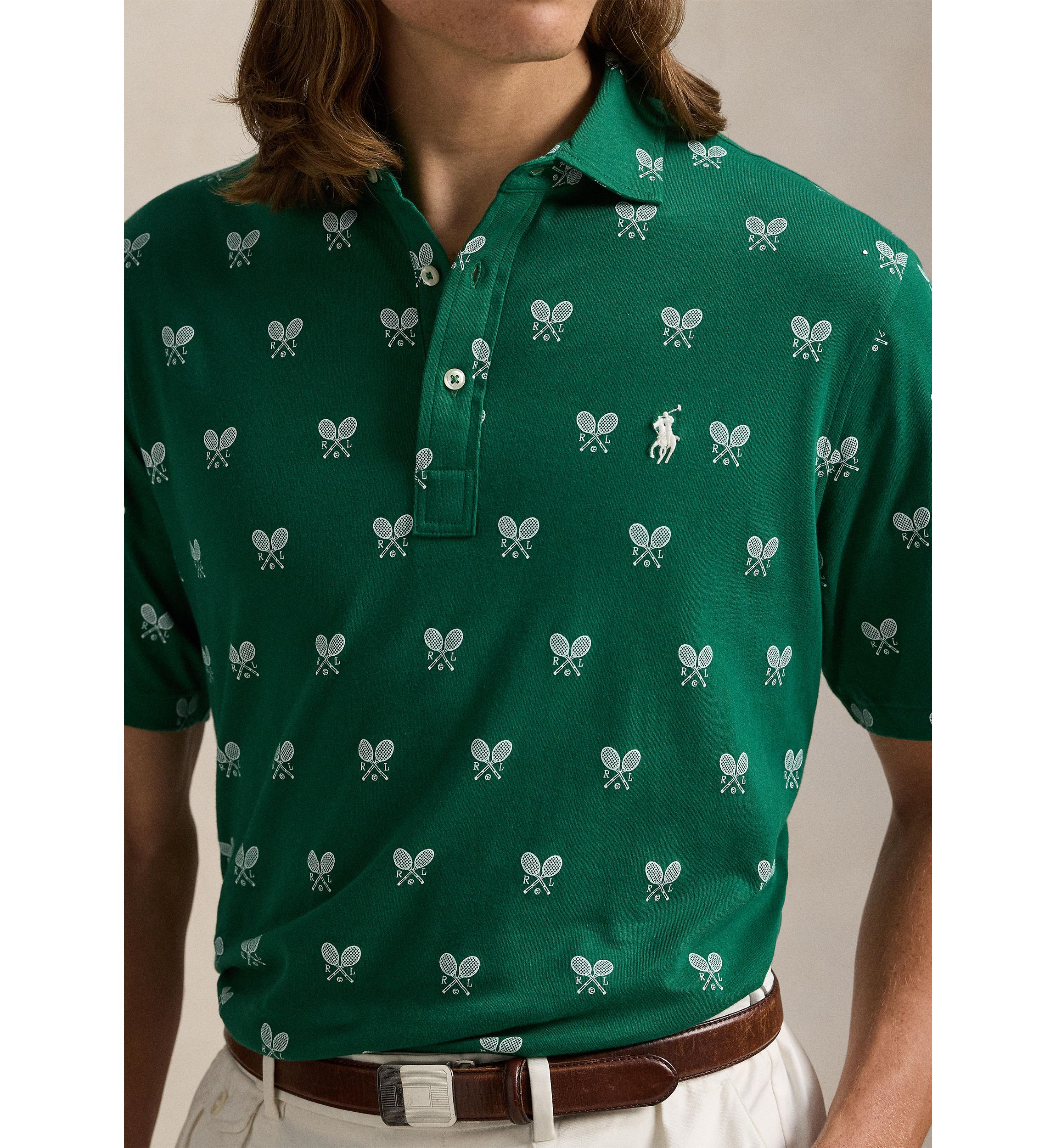 Classic Fit Racquet-Print Polo Shirt