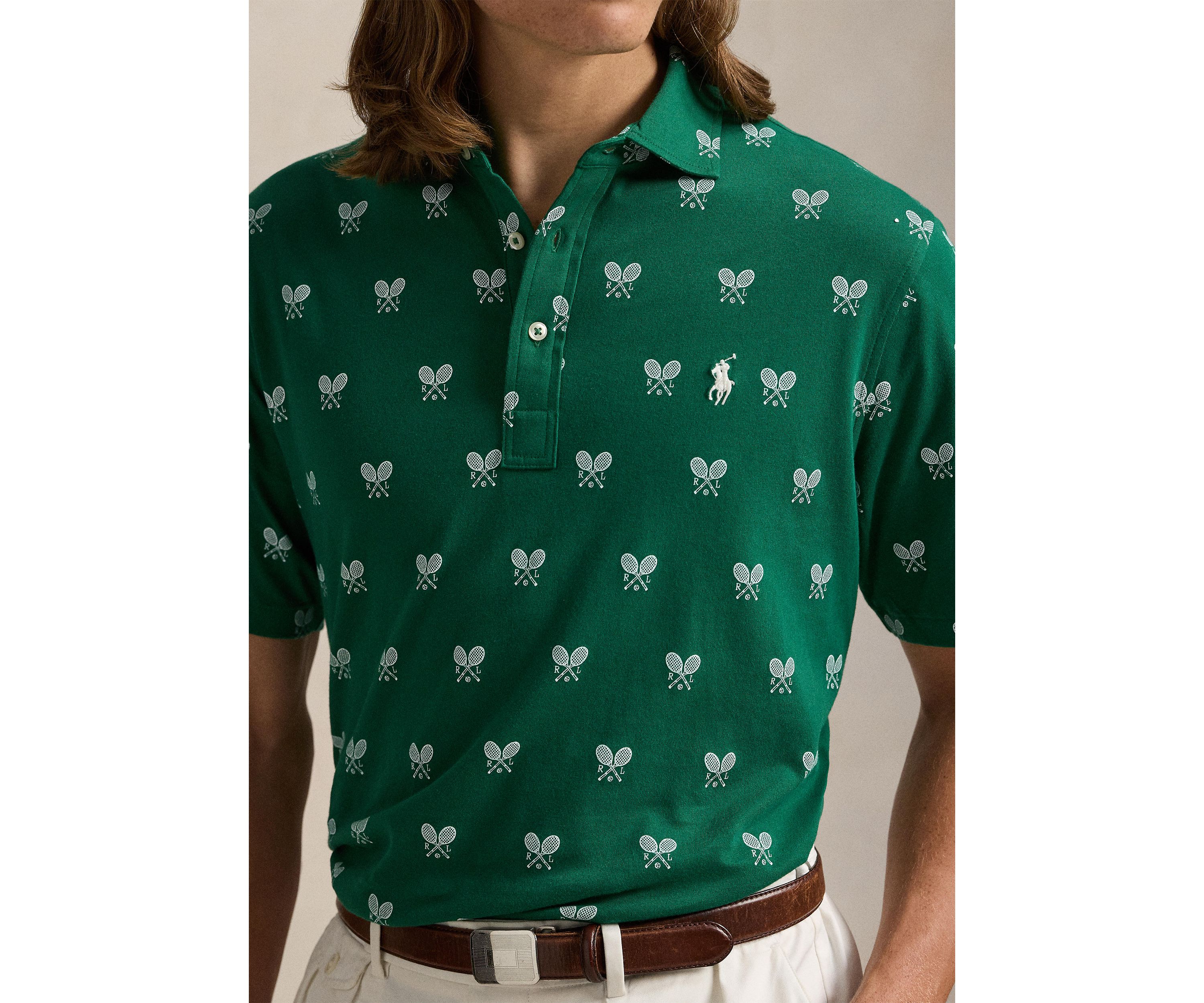 Classic Fit Racquet-Print Polo Shirt