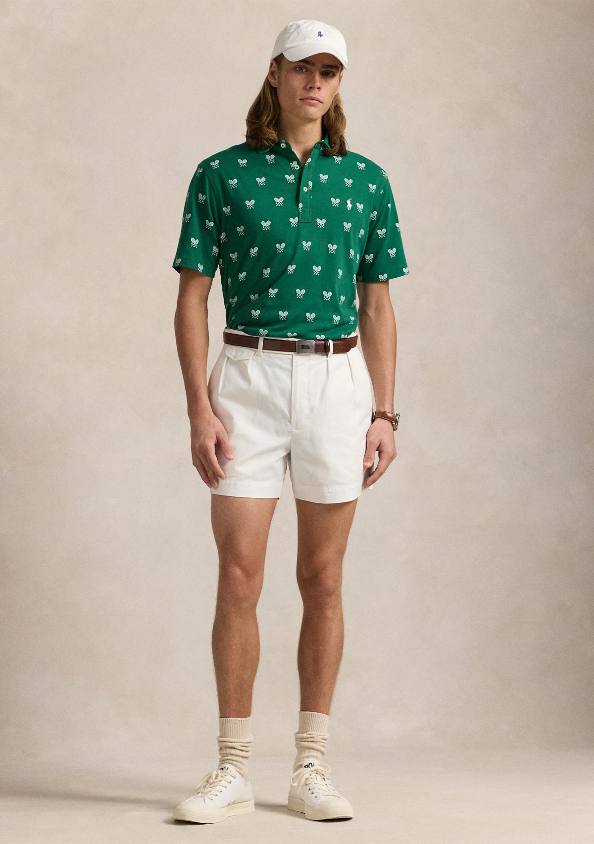 Classic Fit Racquet-Print Polo Shirt