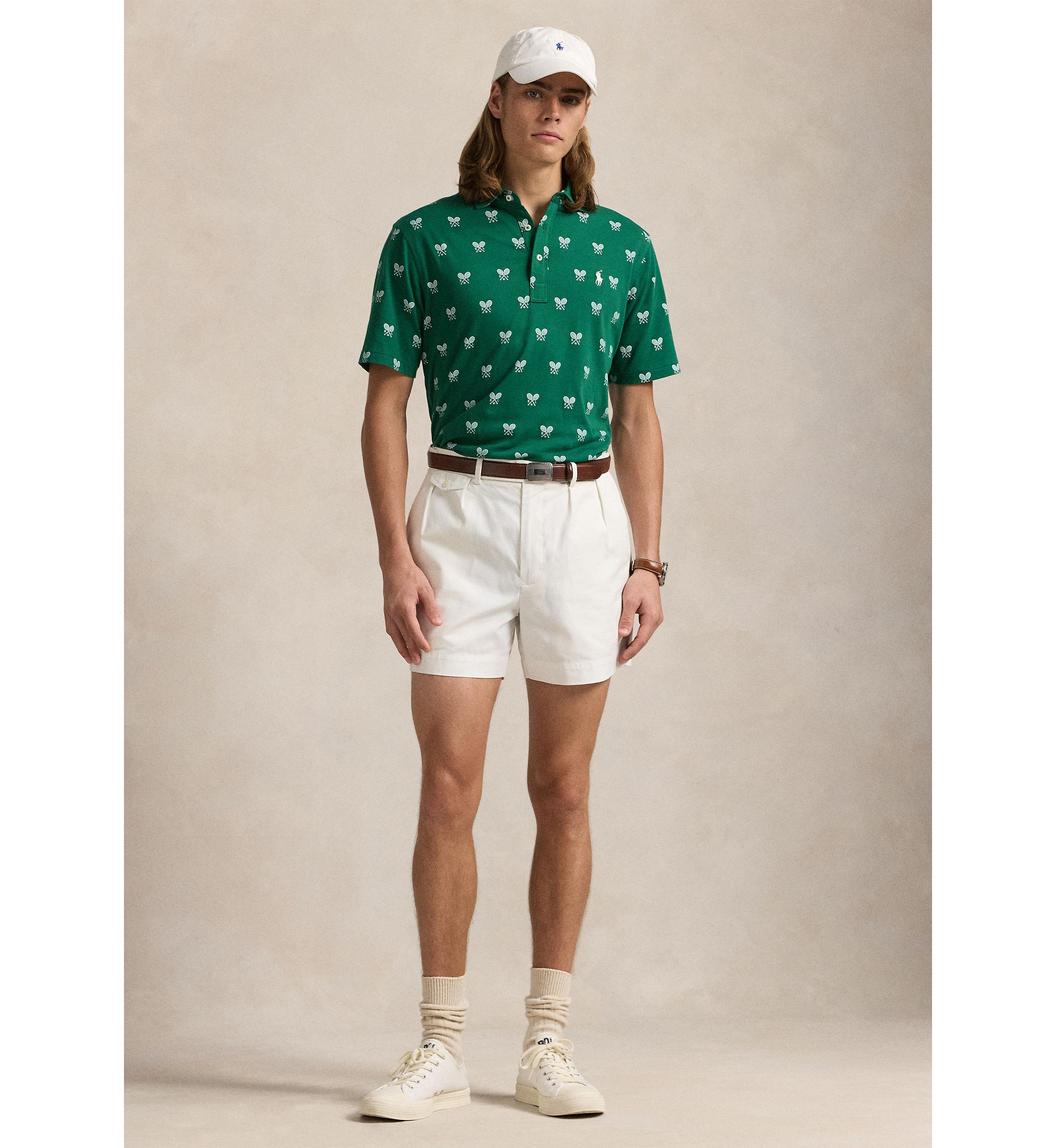 Classic Fit Racquet-Print Polo Shirt
