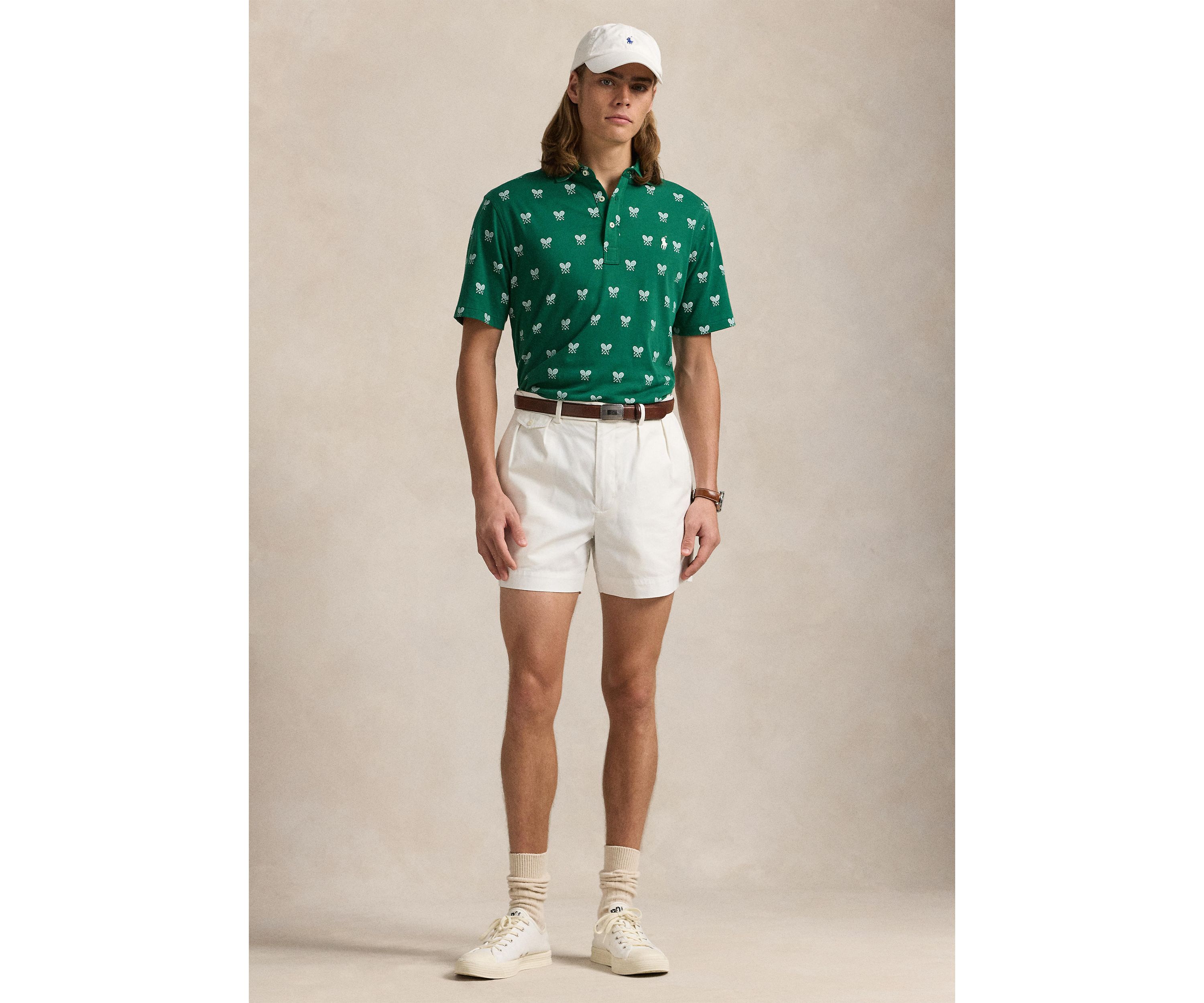 Classic Fit Racquet-Print Polo Shirt