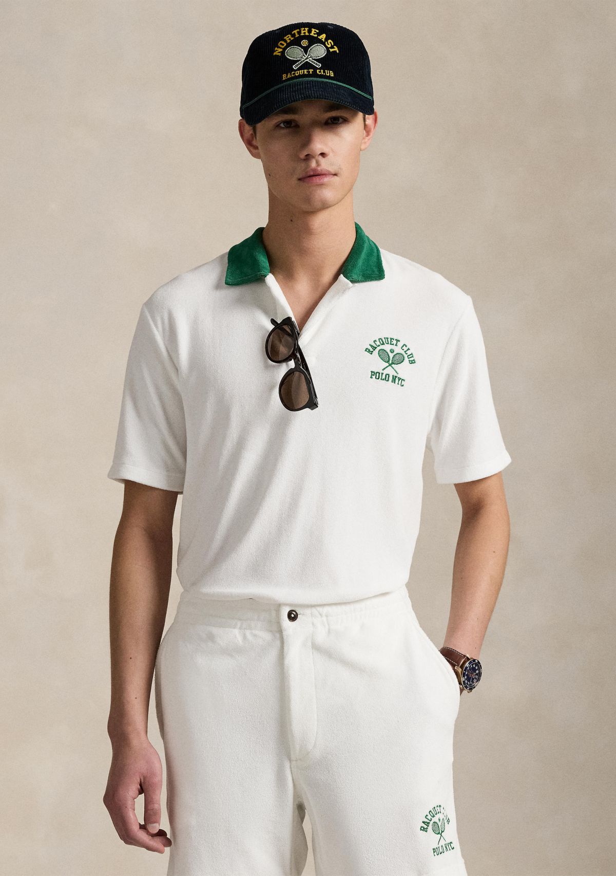 Standard Fit Terry Graphic Polo Shirt