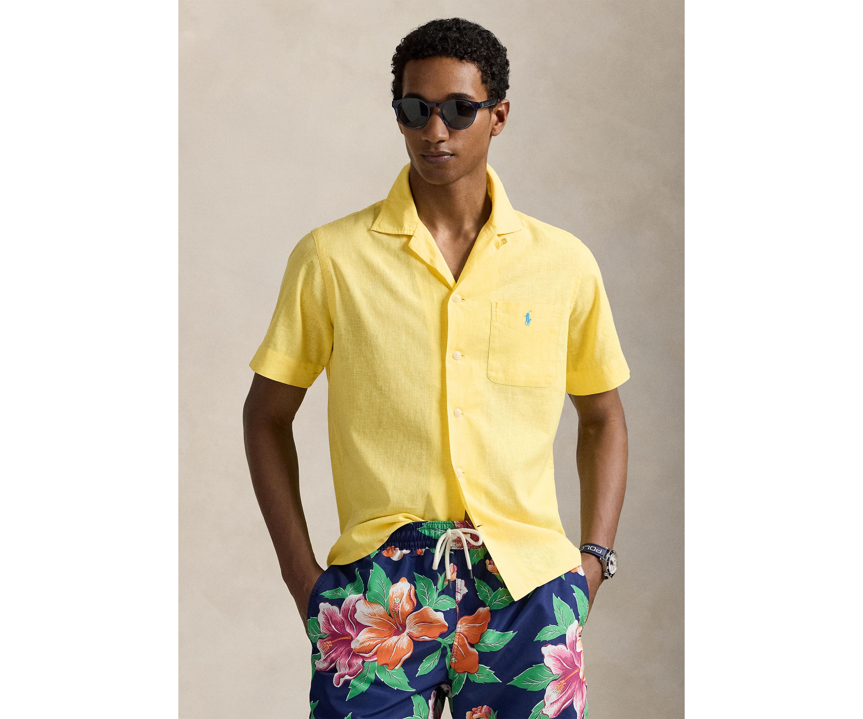 Classic Fit Linen Cotton Camp Shirt