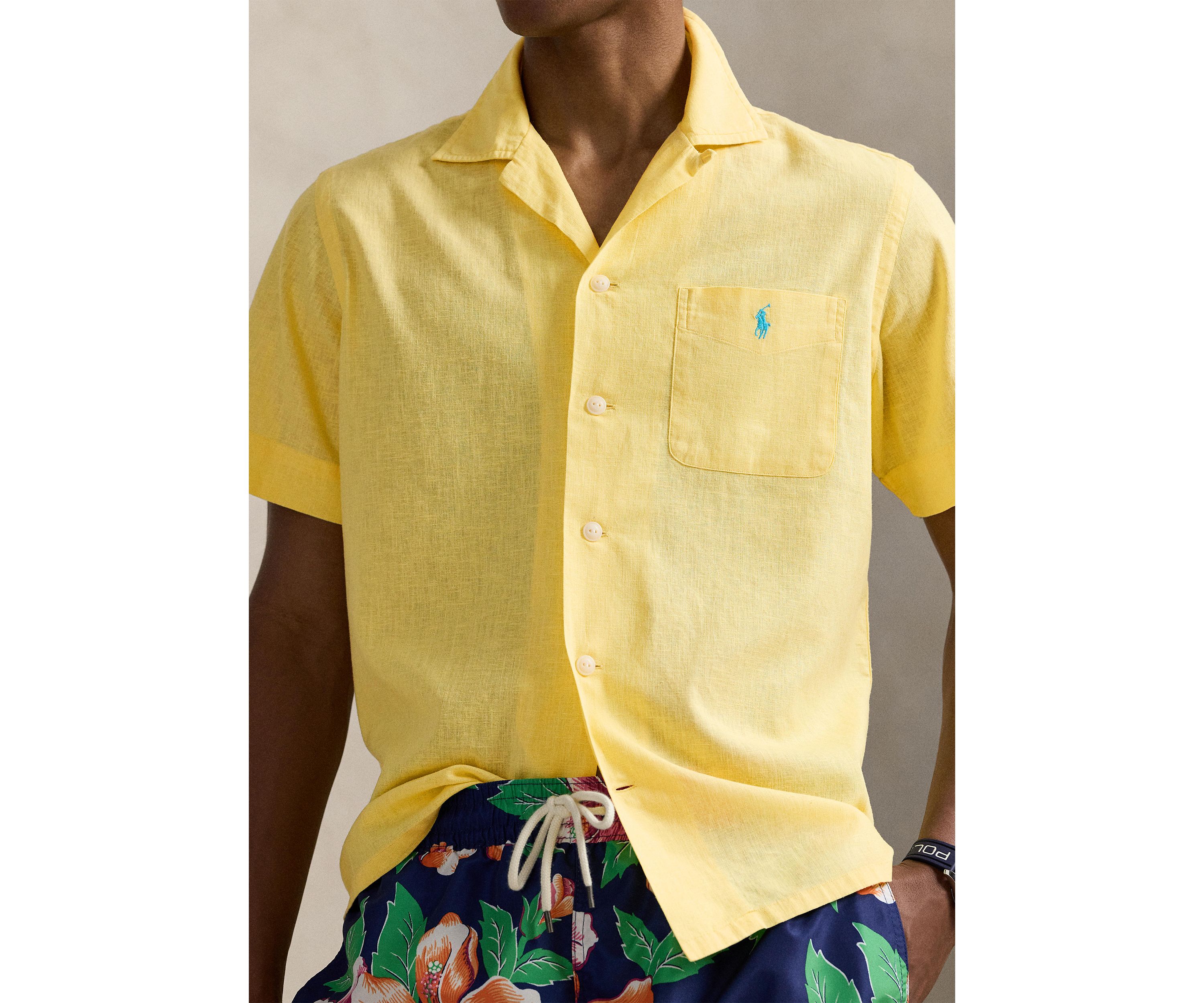 Classic Fit Linen Cotton Camp Shirt