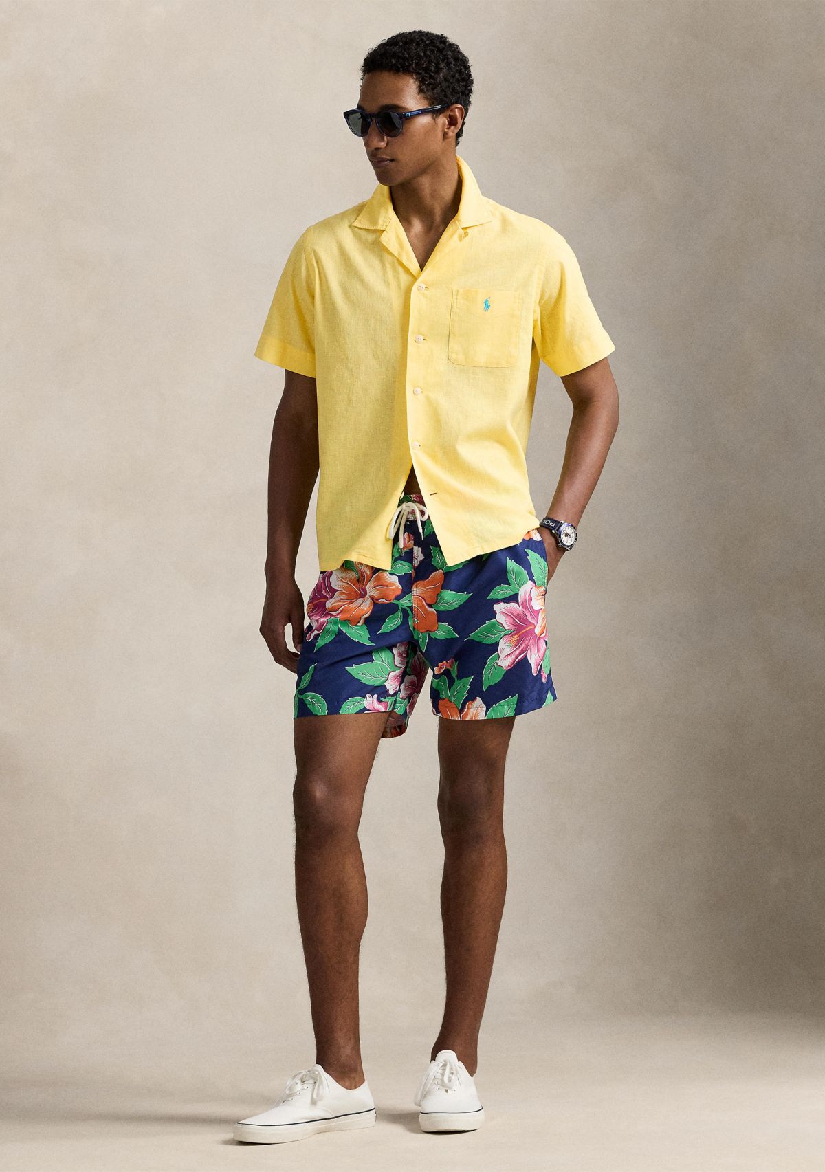 Classic Fit Linen Cotton Camp Shirt