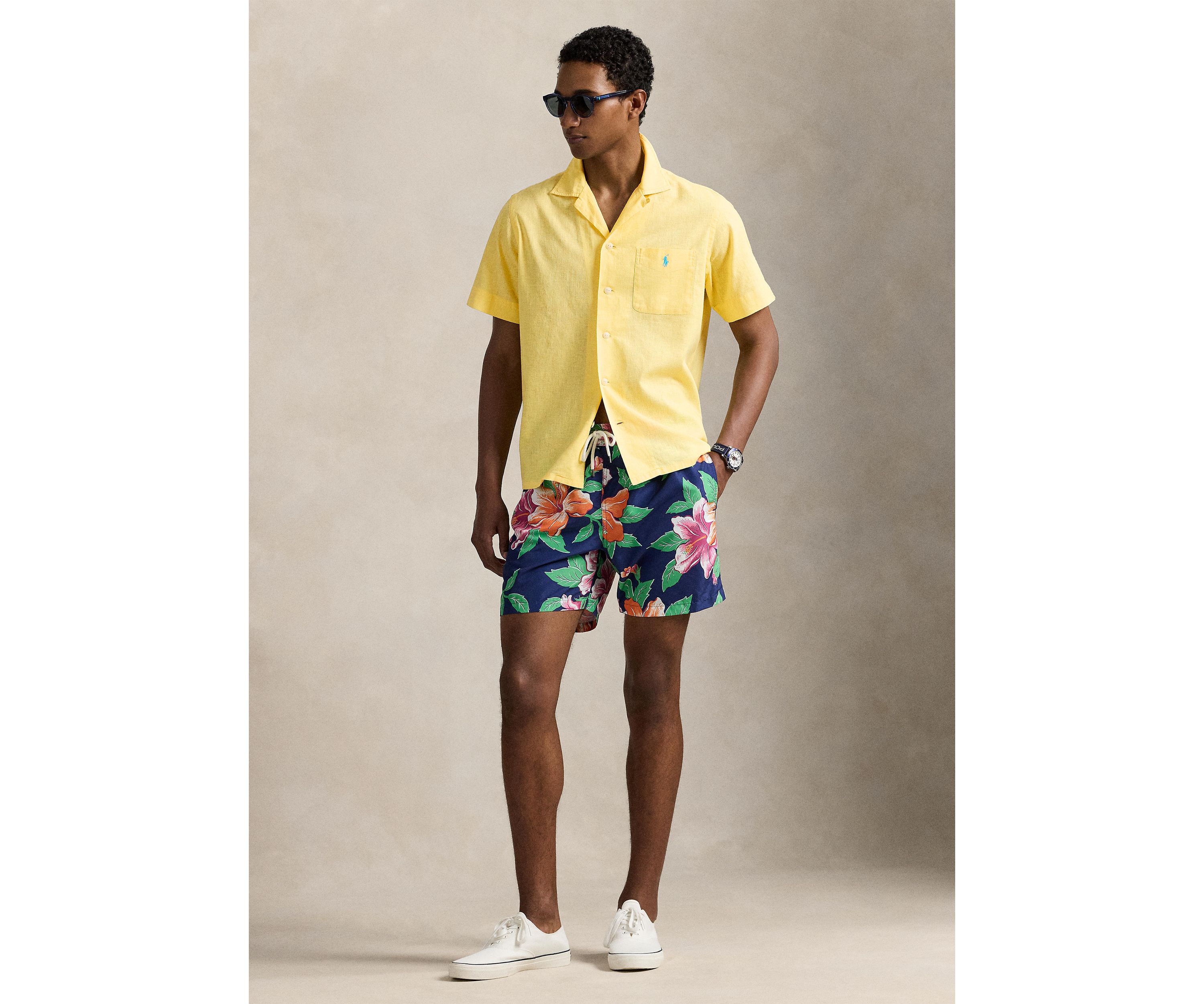 Classic Fit Linen Cotton Camp Shirt