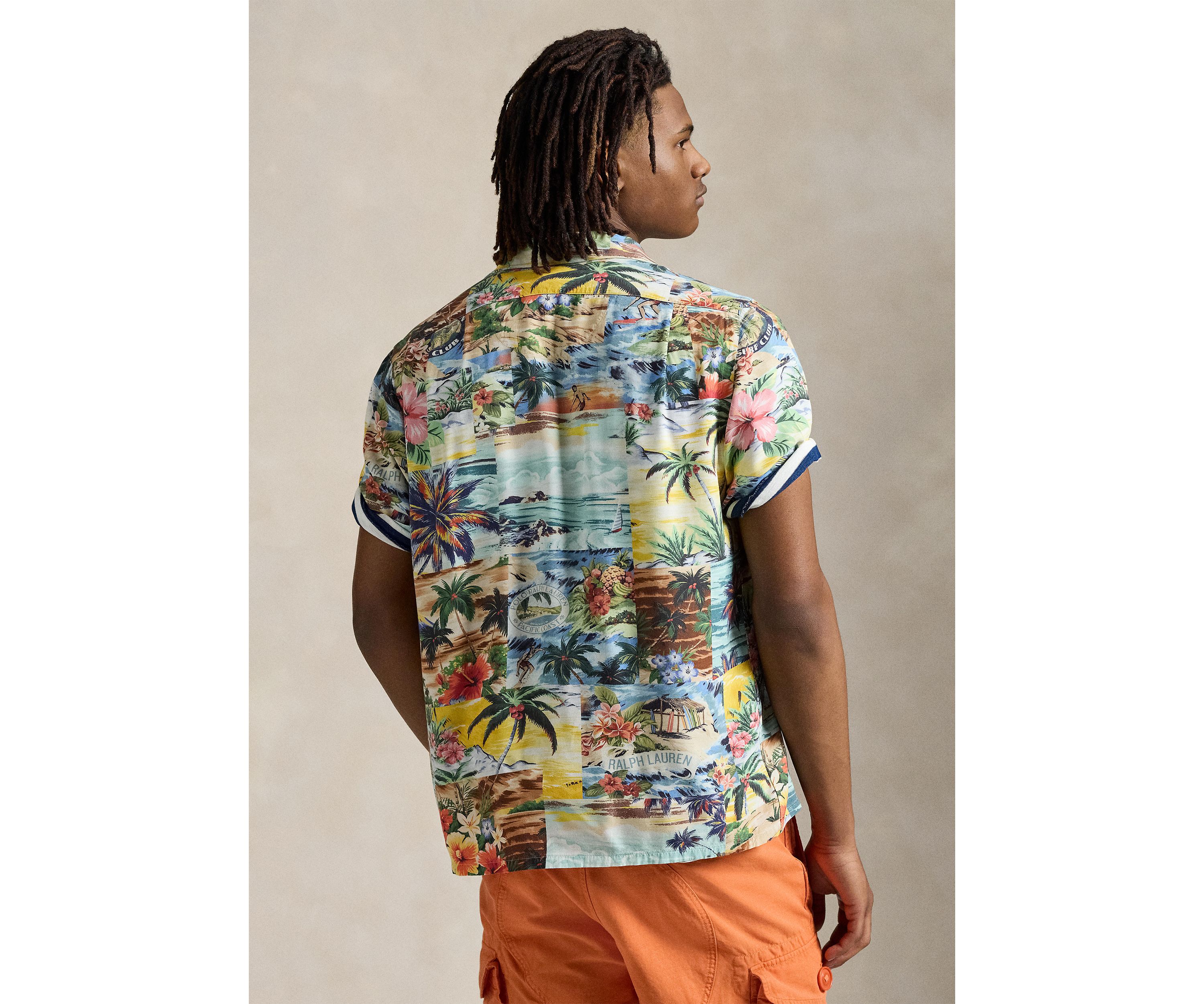 Classic Fit Patchwork Print Camp Shirt