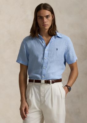 Polo Ralph Lauren Men's Classic Fit Linen Shirt, Blue, 2XL