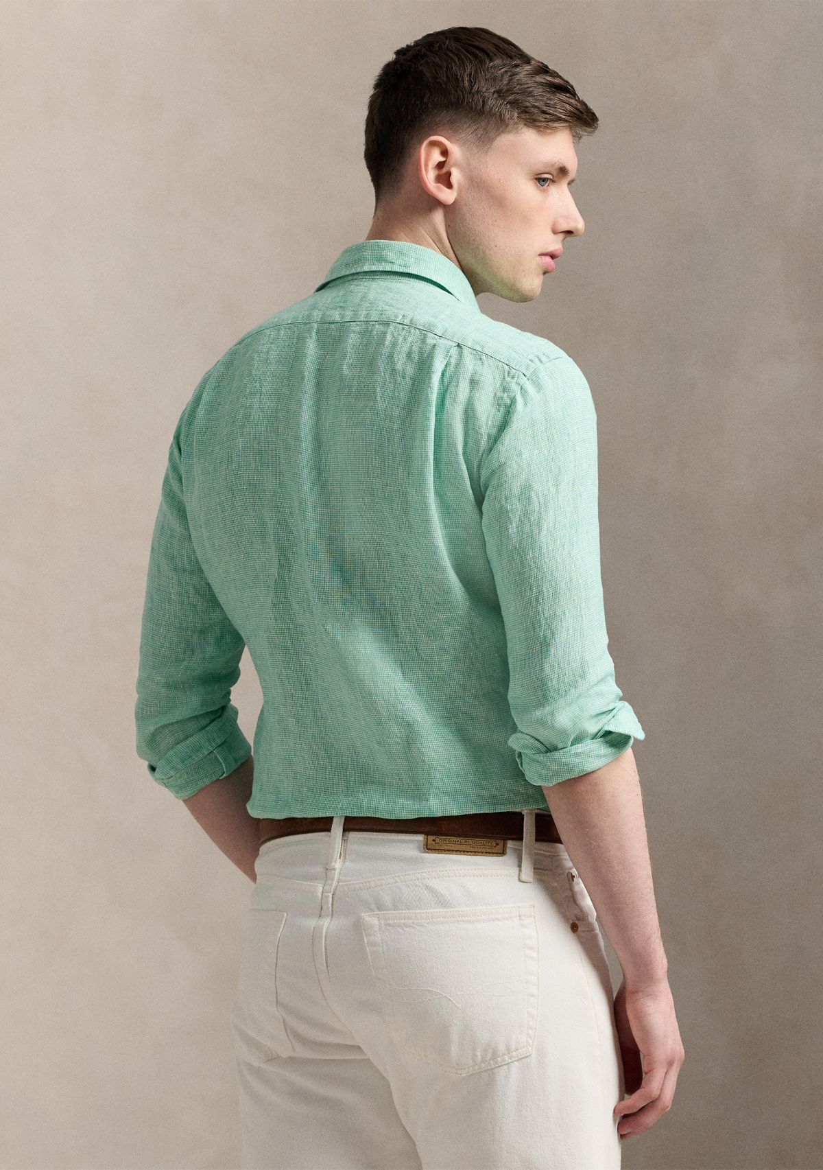 Classic Fit Houndstooth Linen Shirt