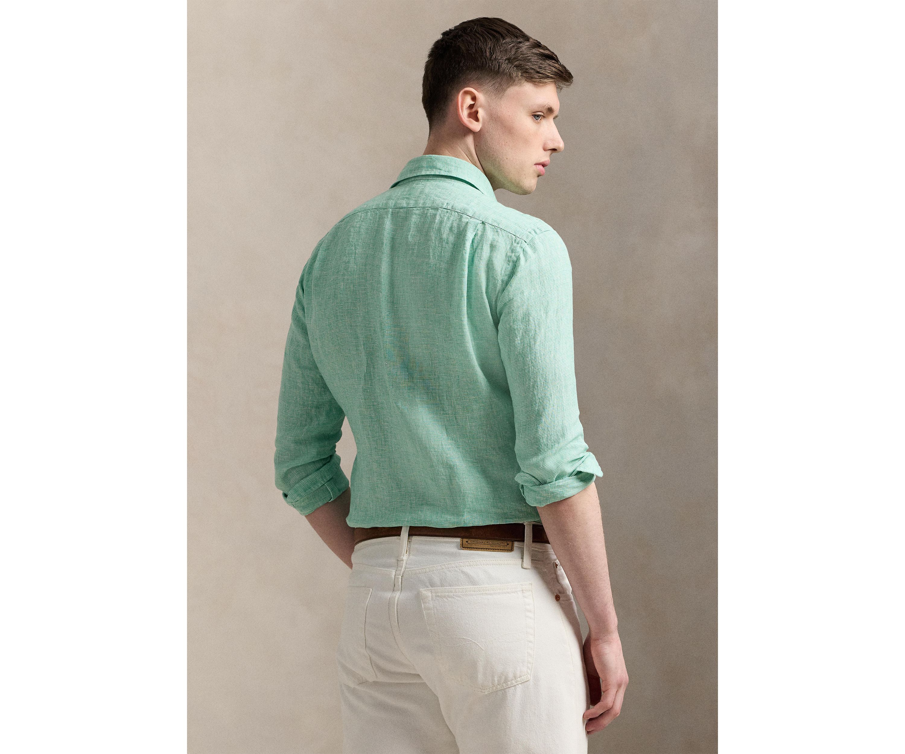 Classic Fit Houndstooth Linen Shirt