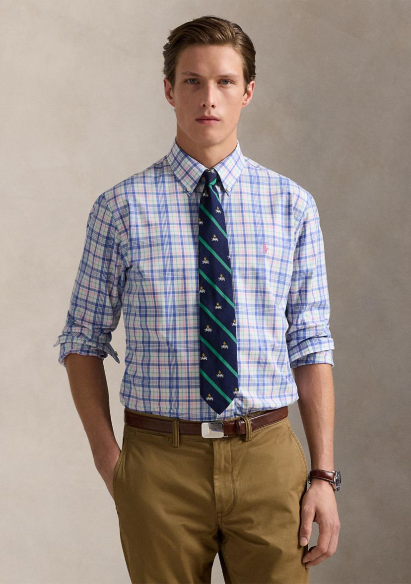 Classic Fit Checked Stretch Poplin Shirt