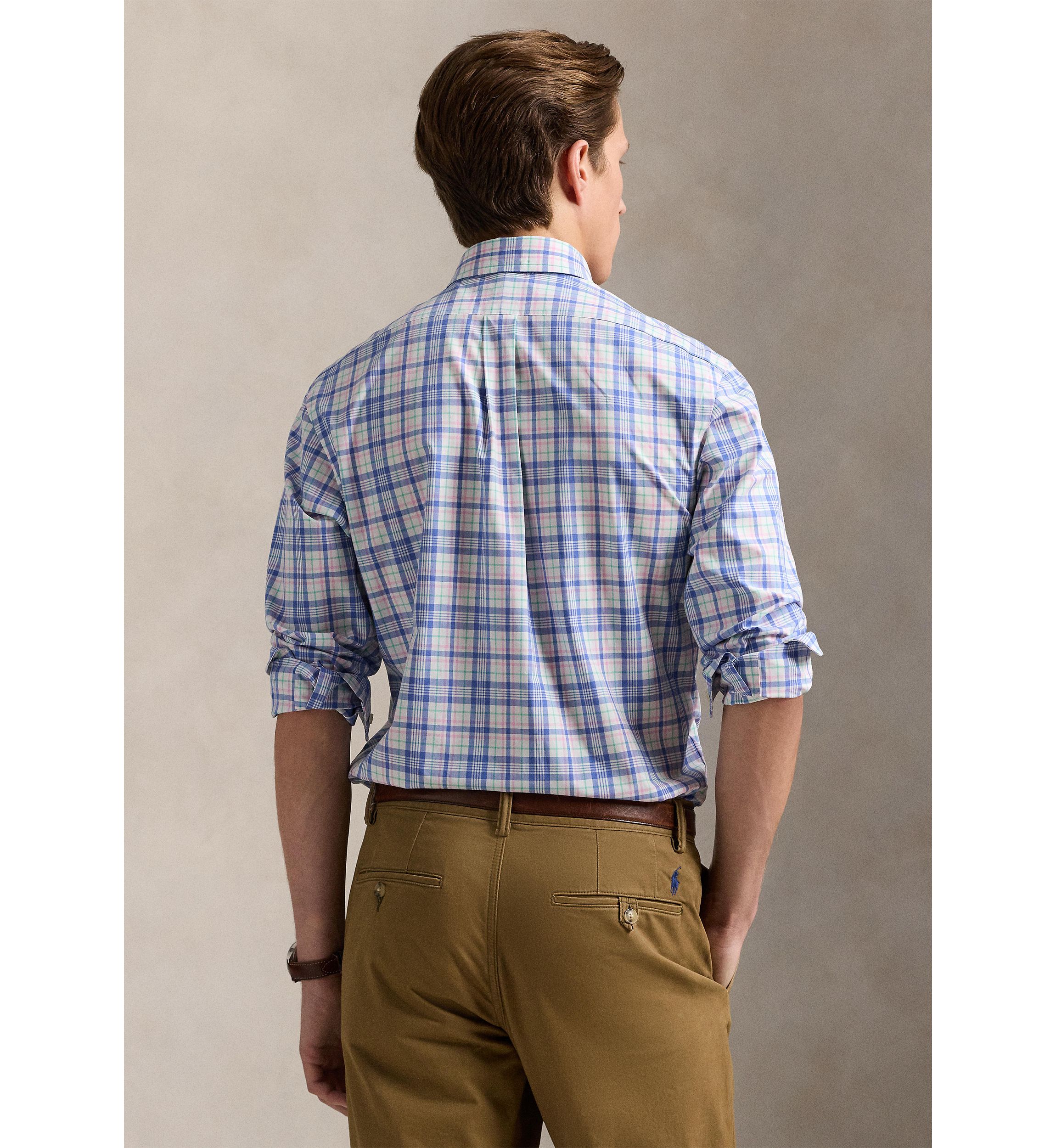 Classic Fit Checked Stretch Poplin Shirt