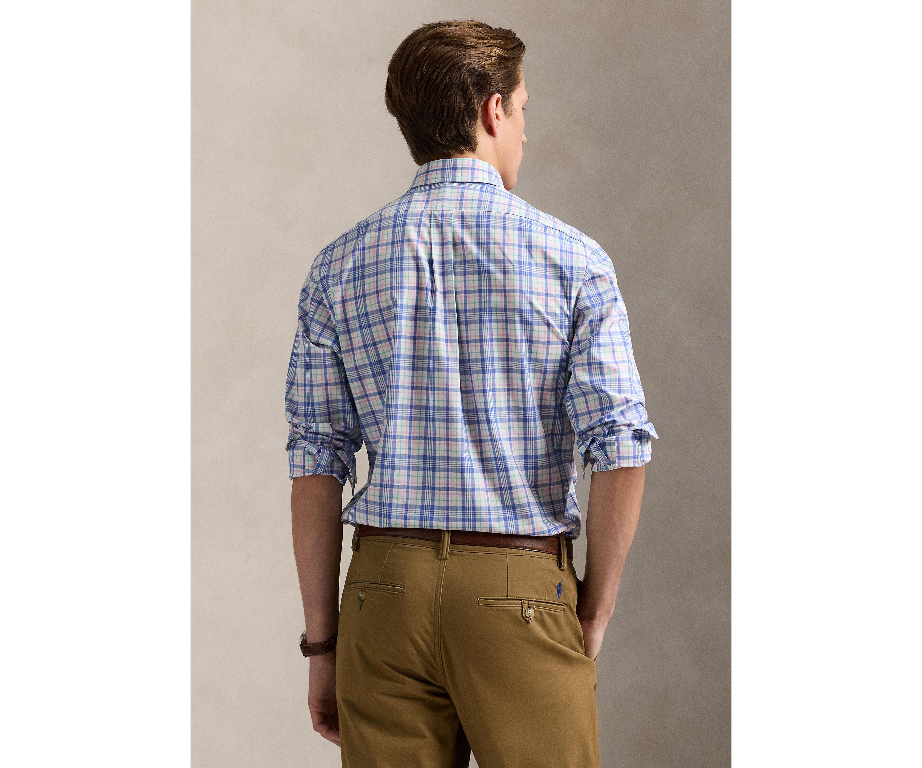 Classic Fit Checked Stretch Poplin Shirt