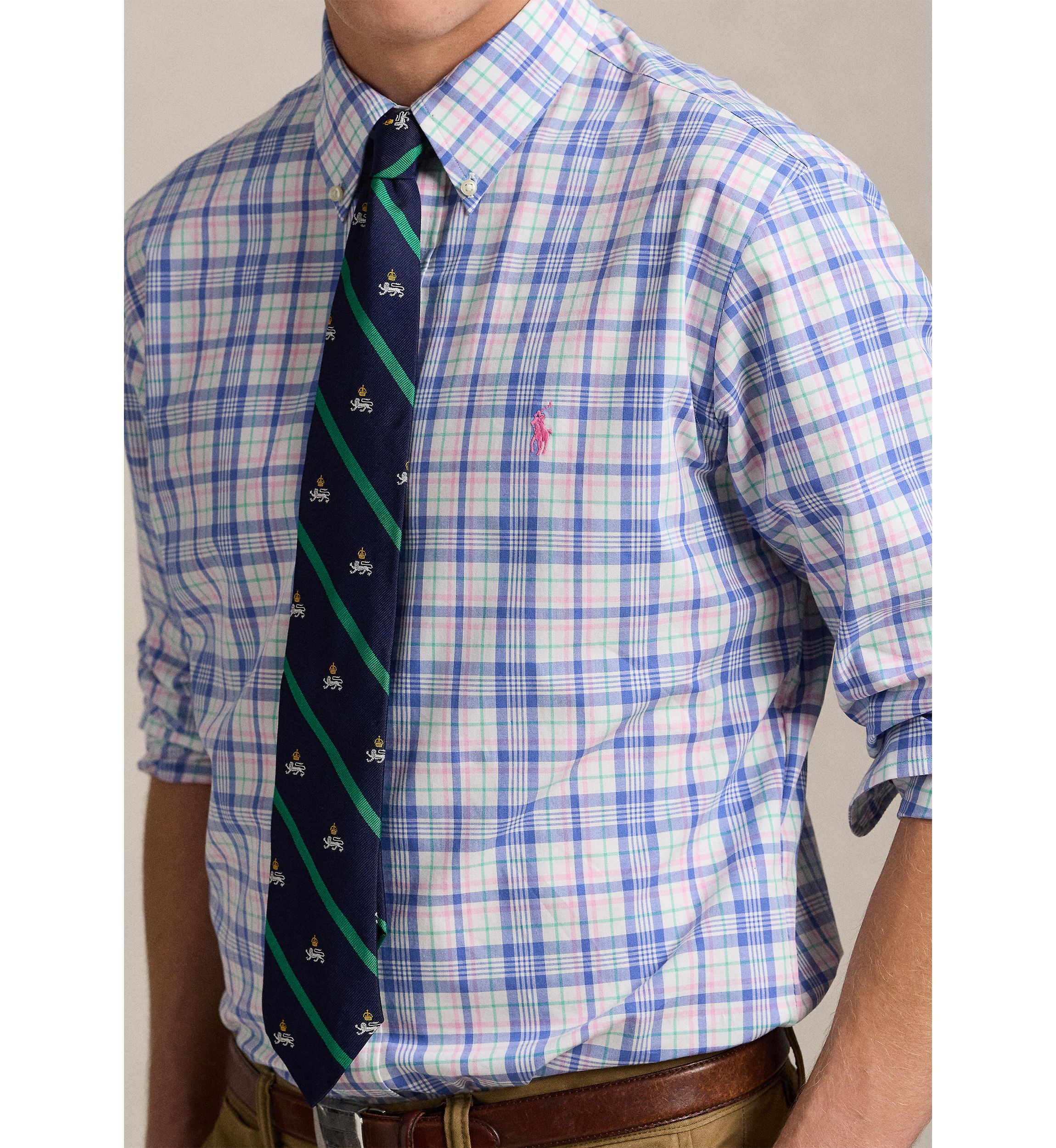 Classic Fit Checked Stretch Poplin Shirt