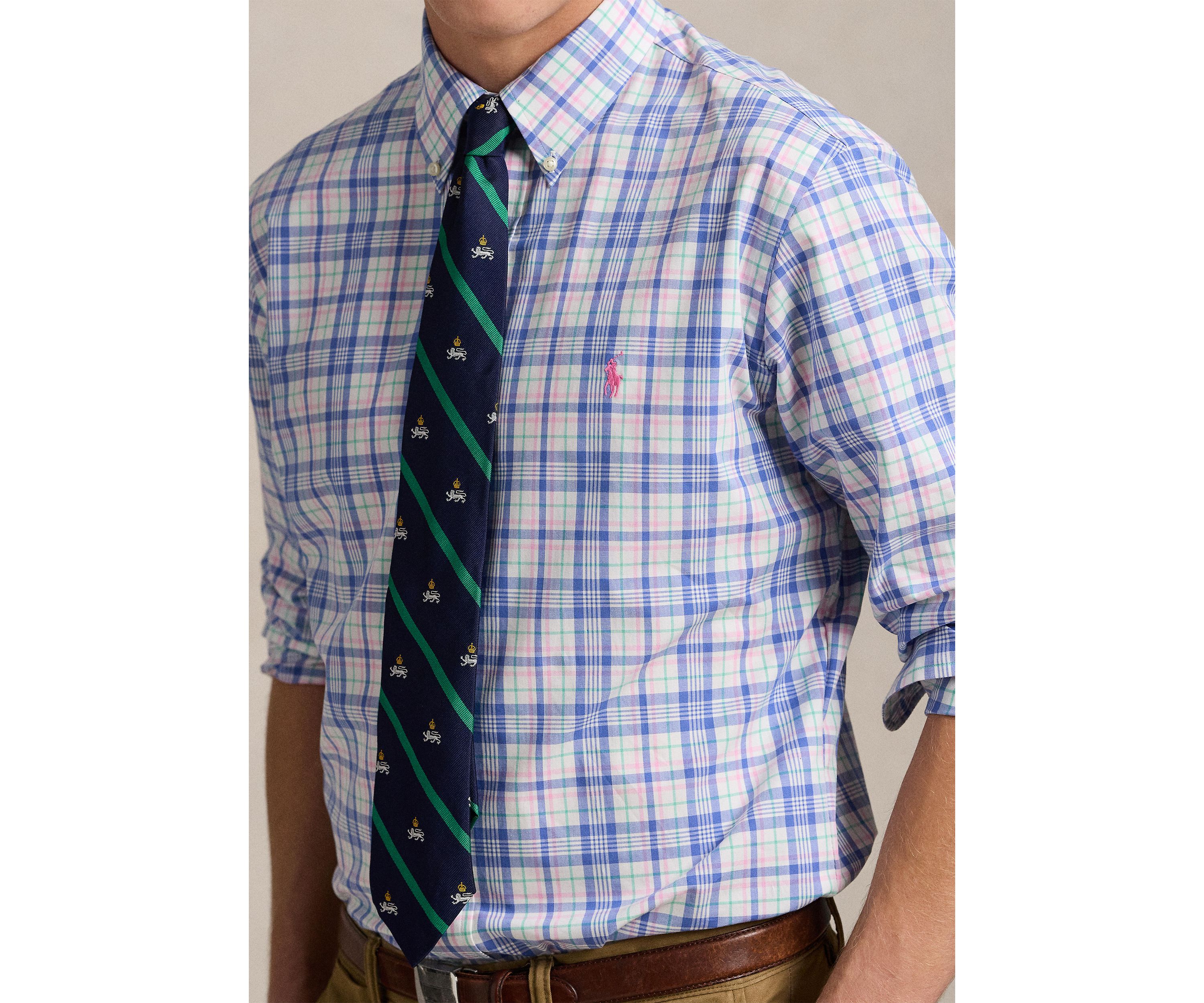Classic Fit Checked Stretch Poplin Shirt