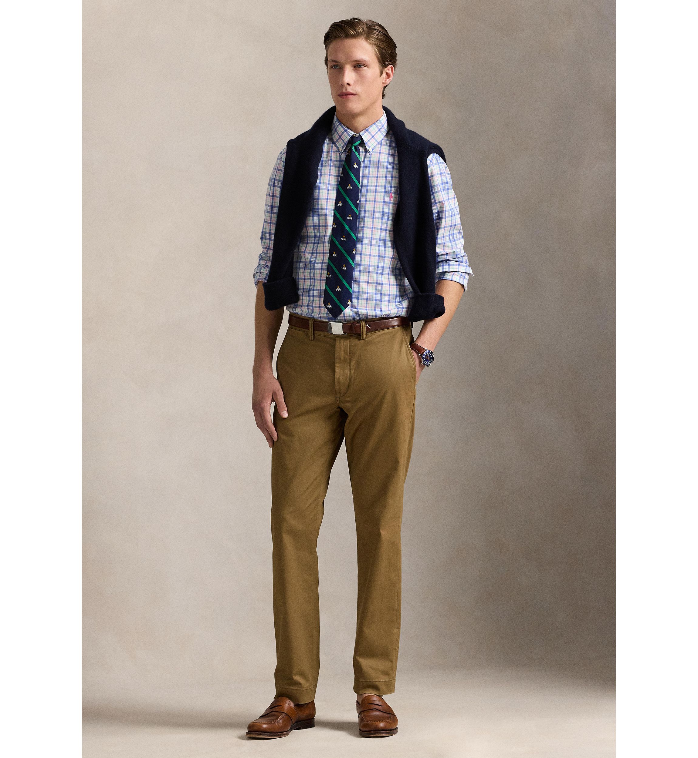 Classic Fit Checked Stretch Poplin Shirt