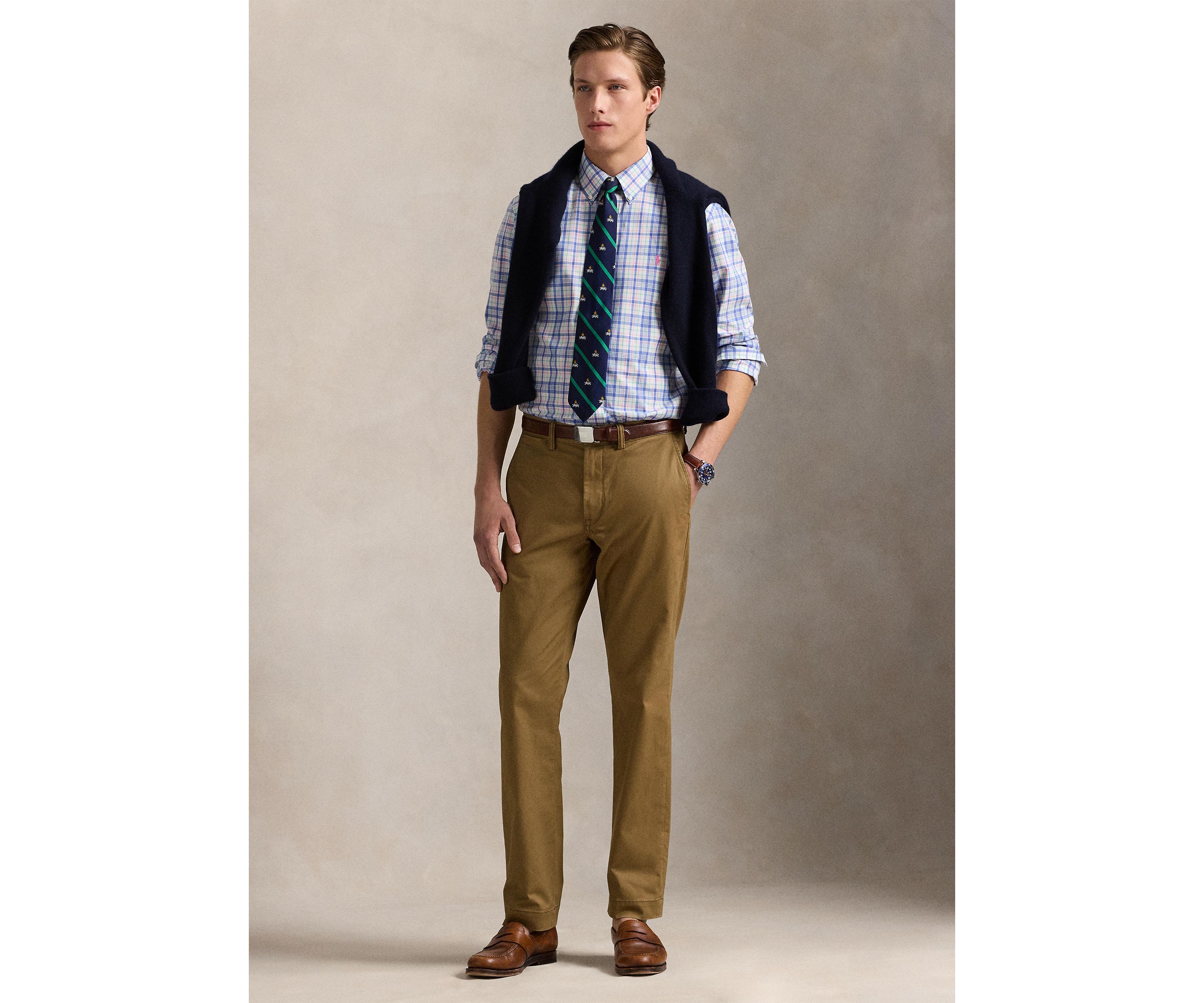 Classic Fit Checked Stretch Poplin Shirt