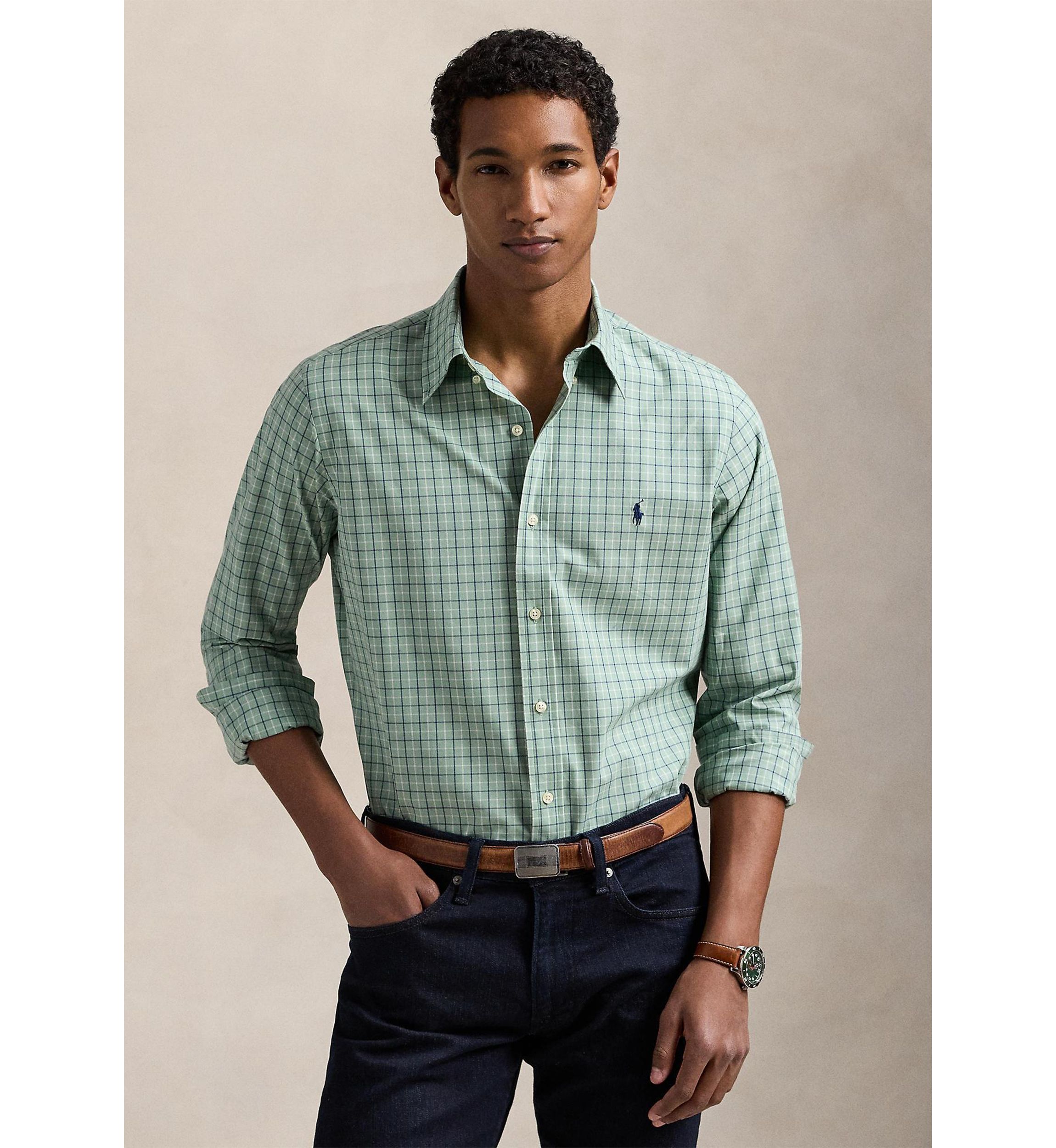 Classic Fit Checked Stretch Poplin Shirt