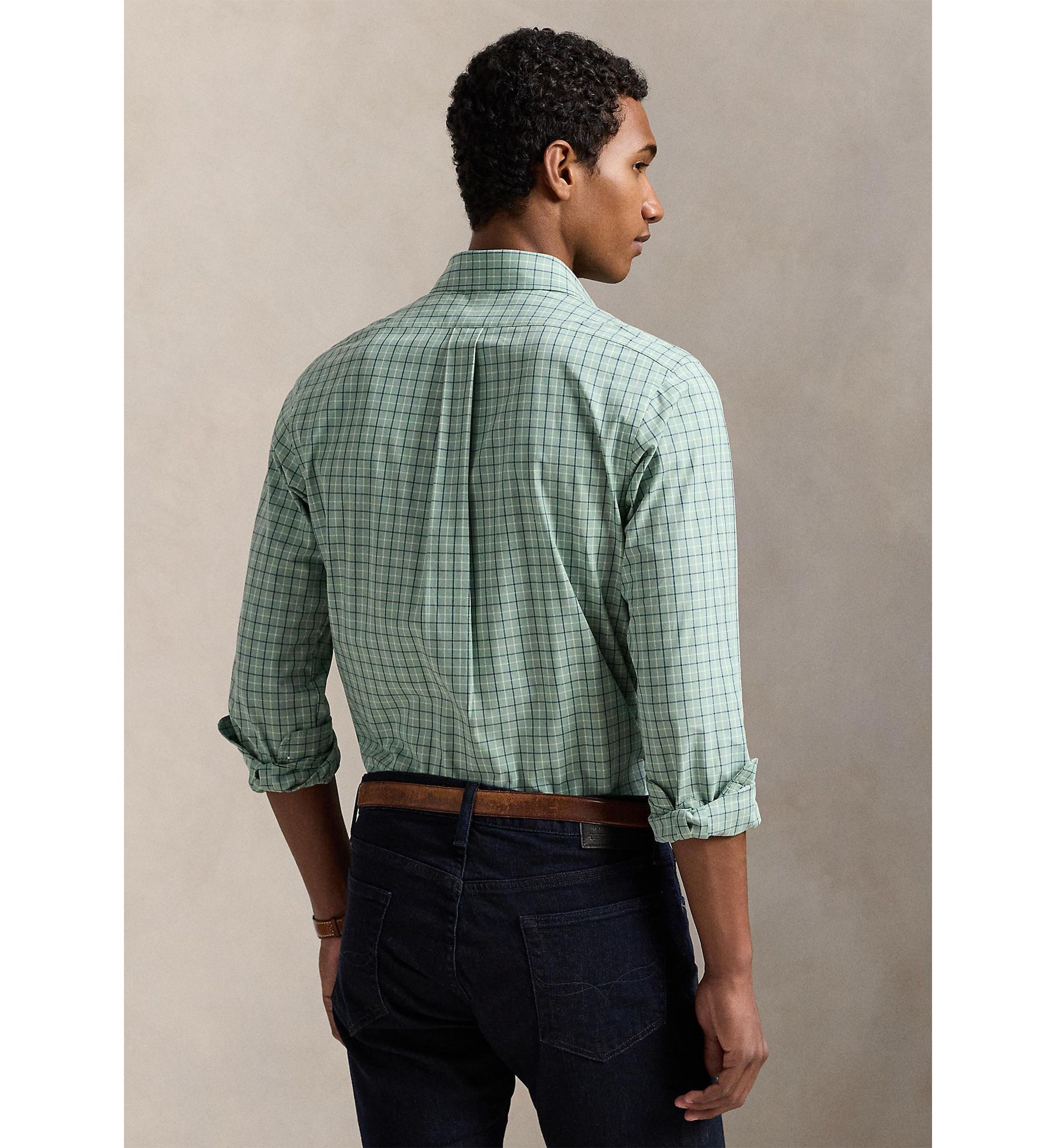 Classic Fit Checked Stretch Poplin Shirt